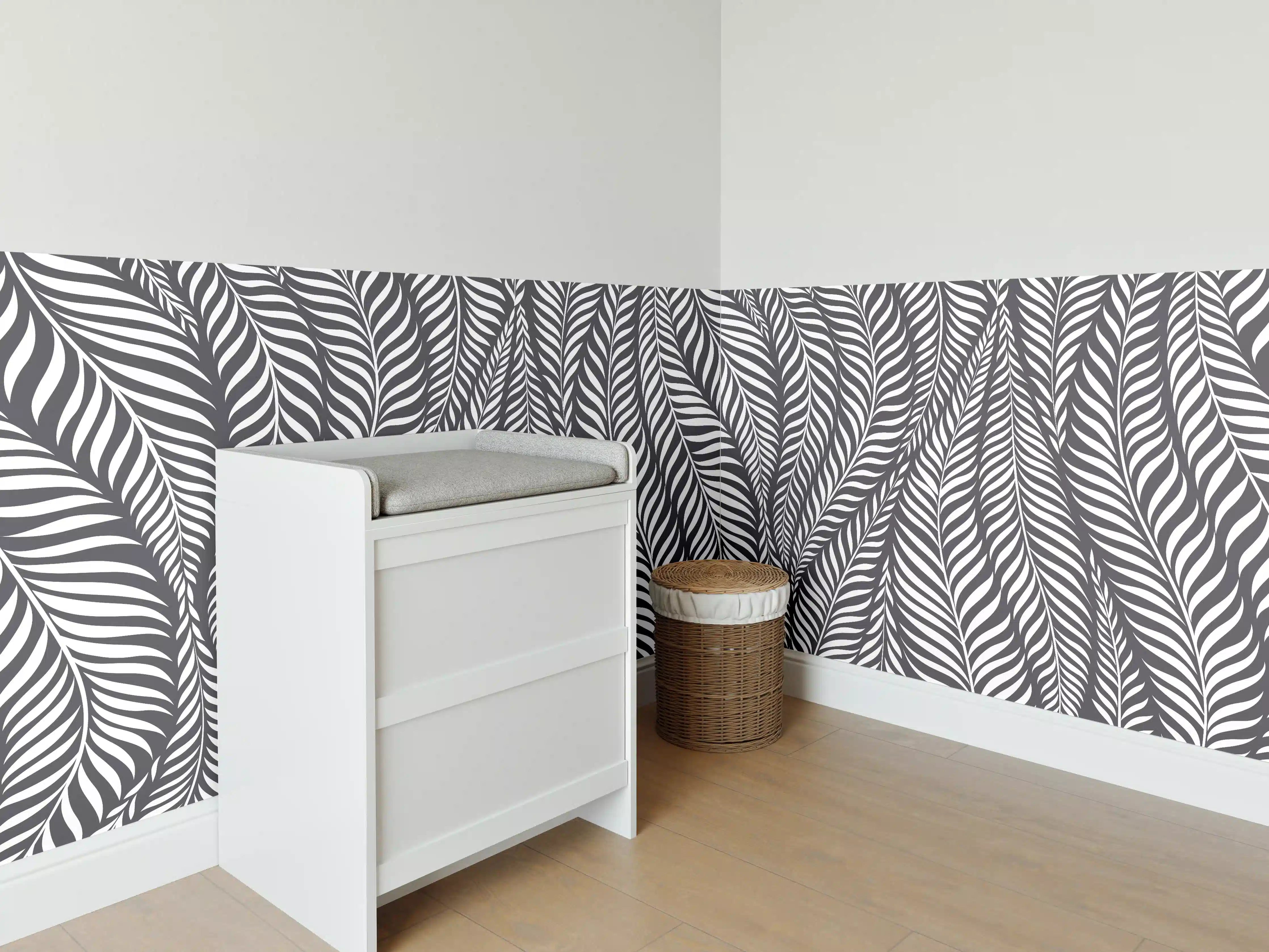 Babyzimmer Wandgestaltung - Schwarz-Weiß-Wellenmuster