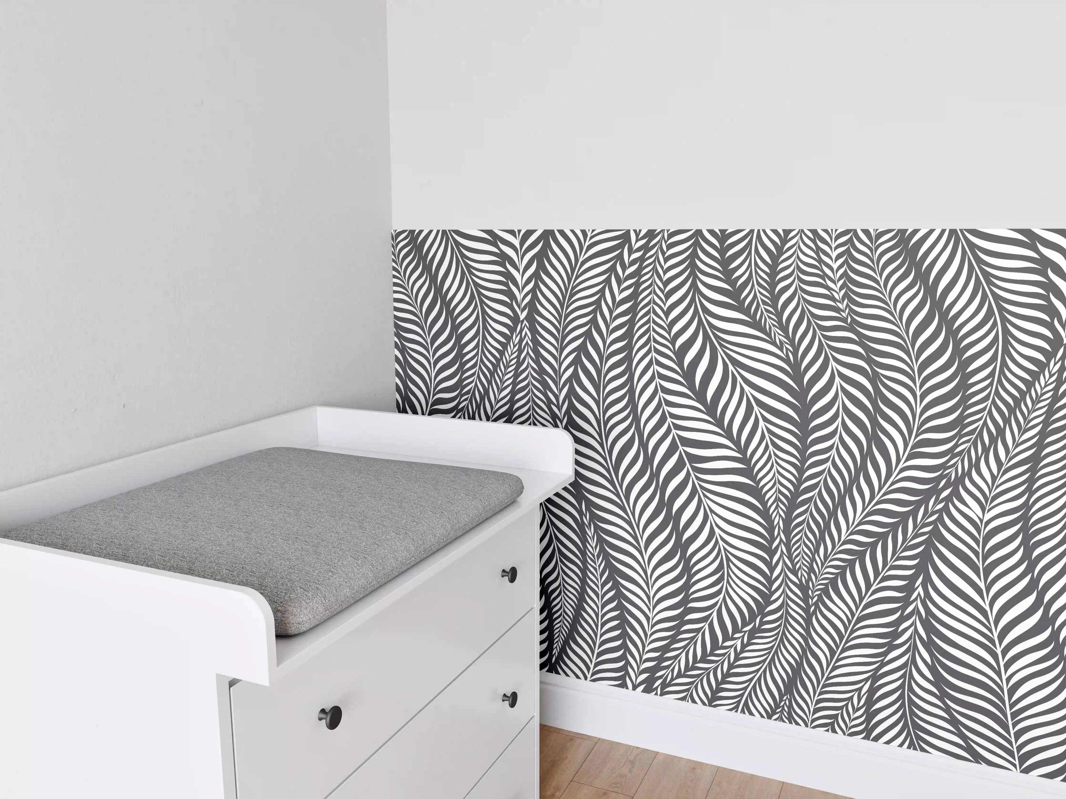 Babyzimmer Wandgestaltung - Schwarz-Weiß-Wellenmuster