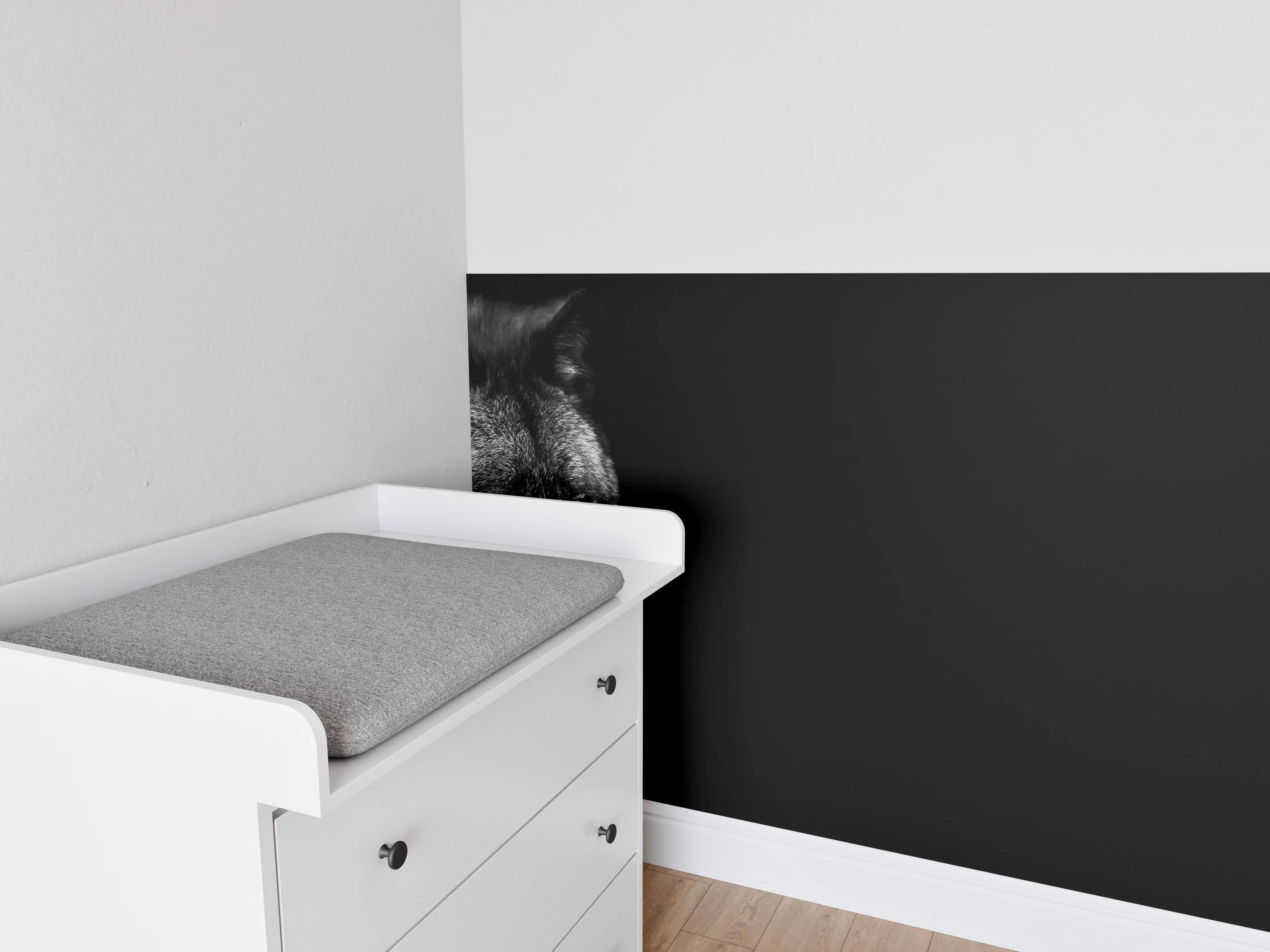 Babyzimmer Wandgestaltung - Schwarz-Weiß Wolf Porträt