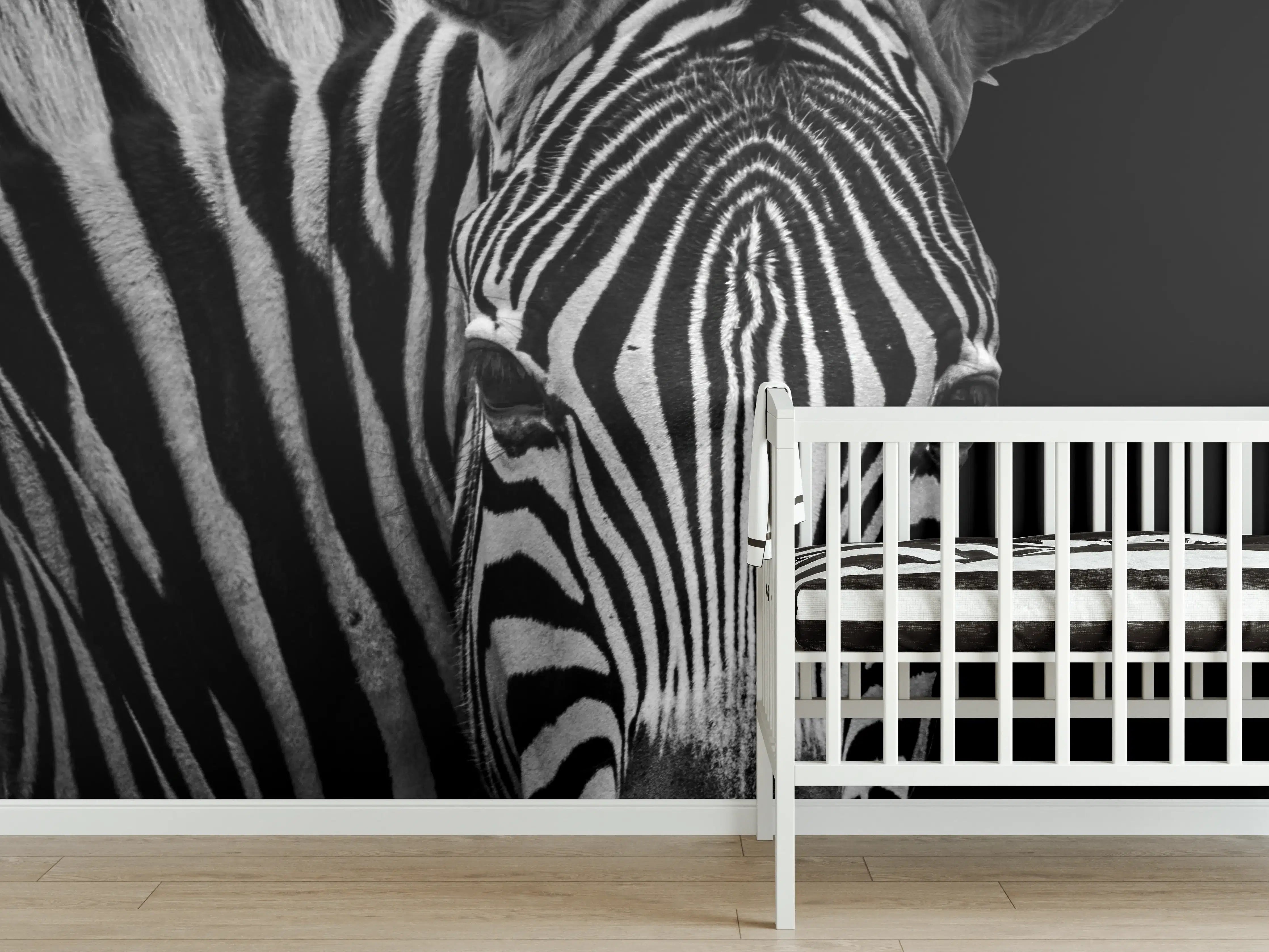 Babyzimmer Wandgestaltung - Schwarz-Weiß Zebra Porträt