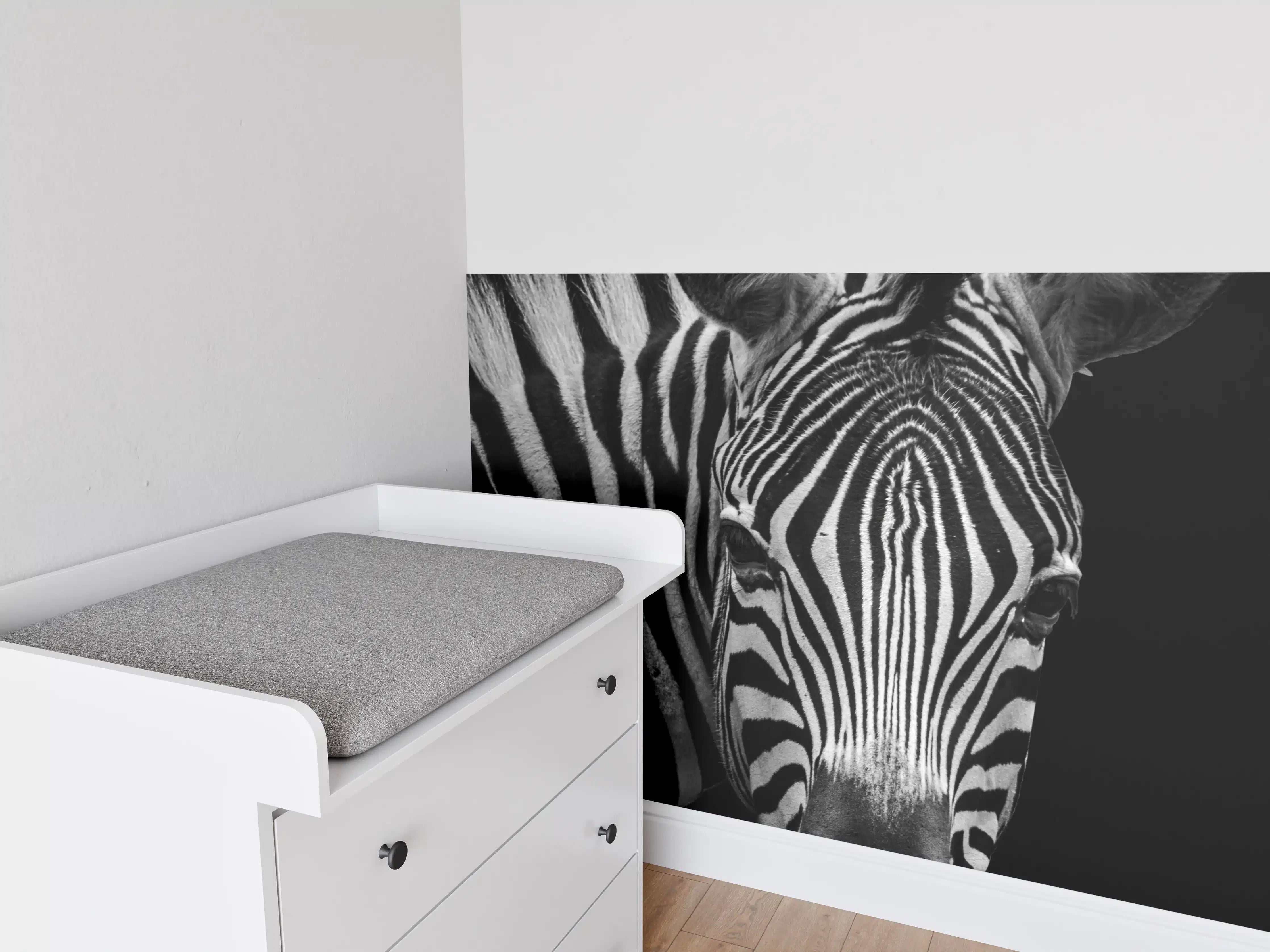 Babyzimmer Wandgestaltung - Schwarz-Weiß Zebra Porträt
