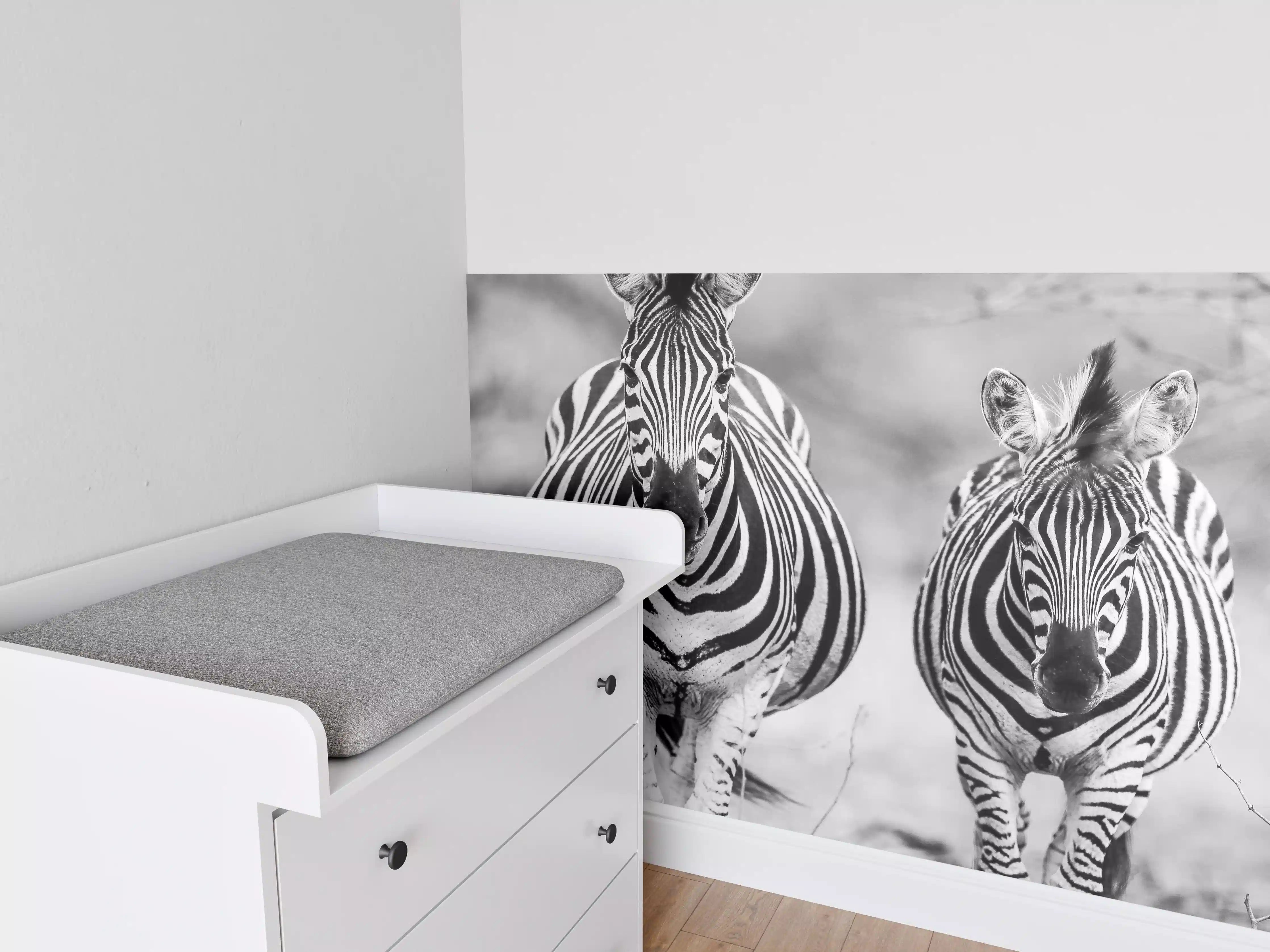 Babyzimmer Wandgestaltung - Schwarz-Weiß Zebrapaar