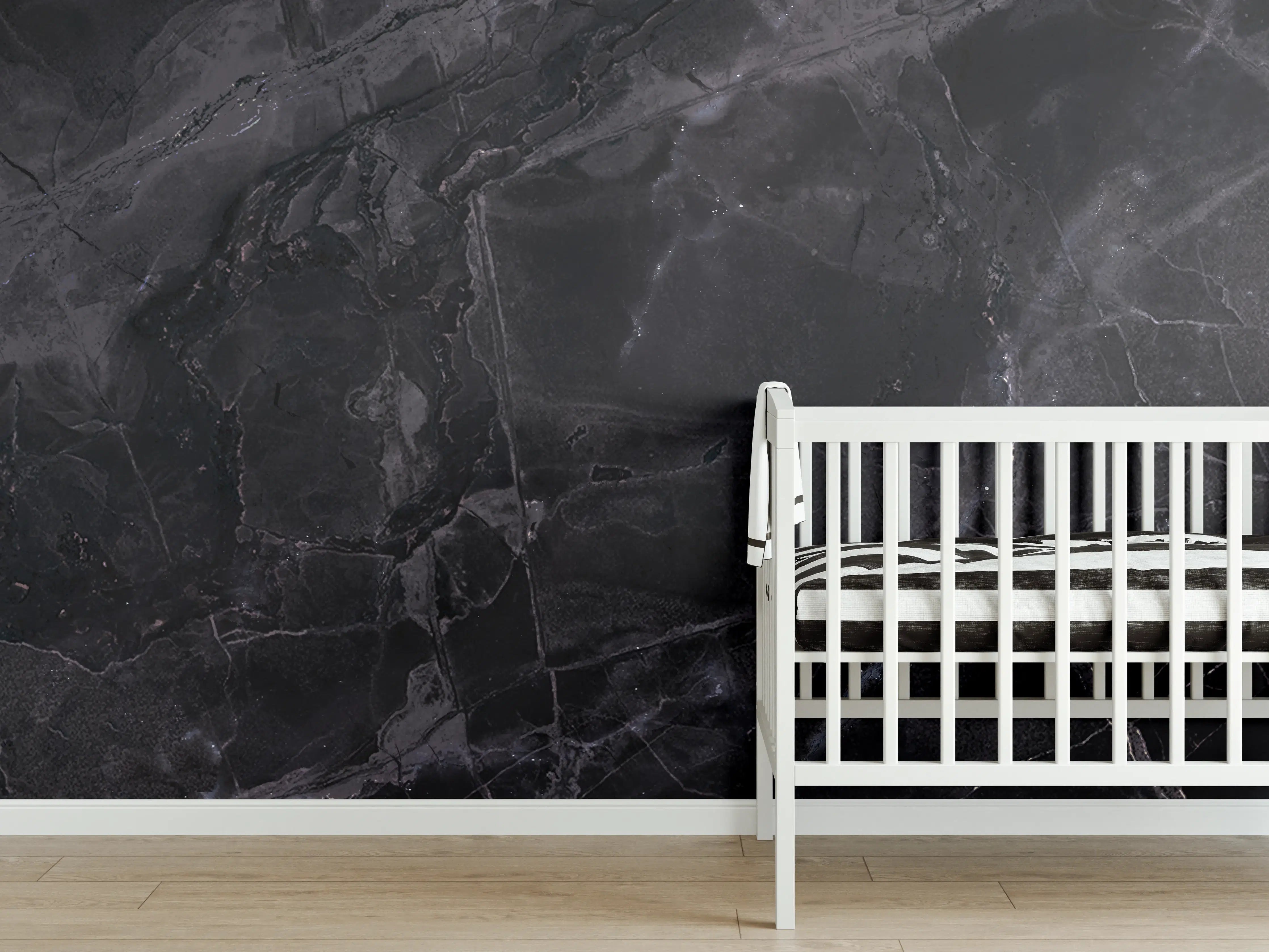 Babyzimmer Wandgestaltung - Schwarz-grauer Marmor