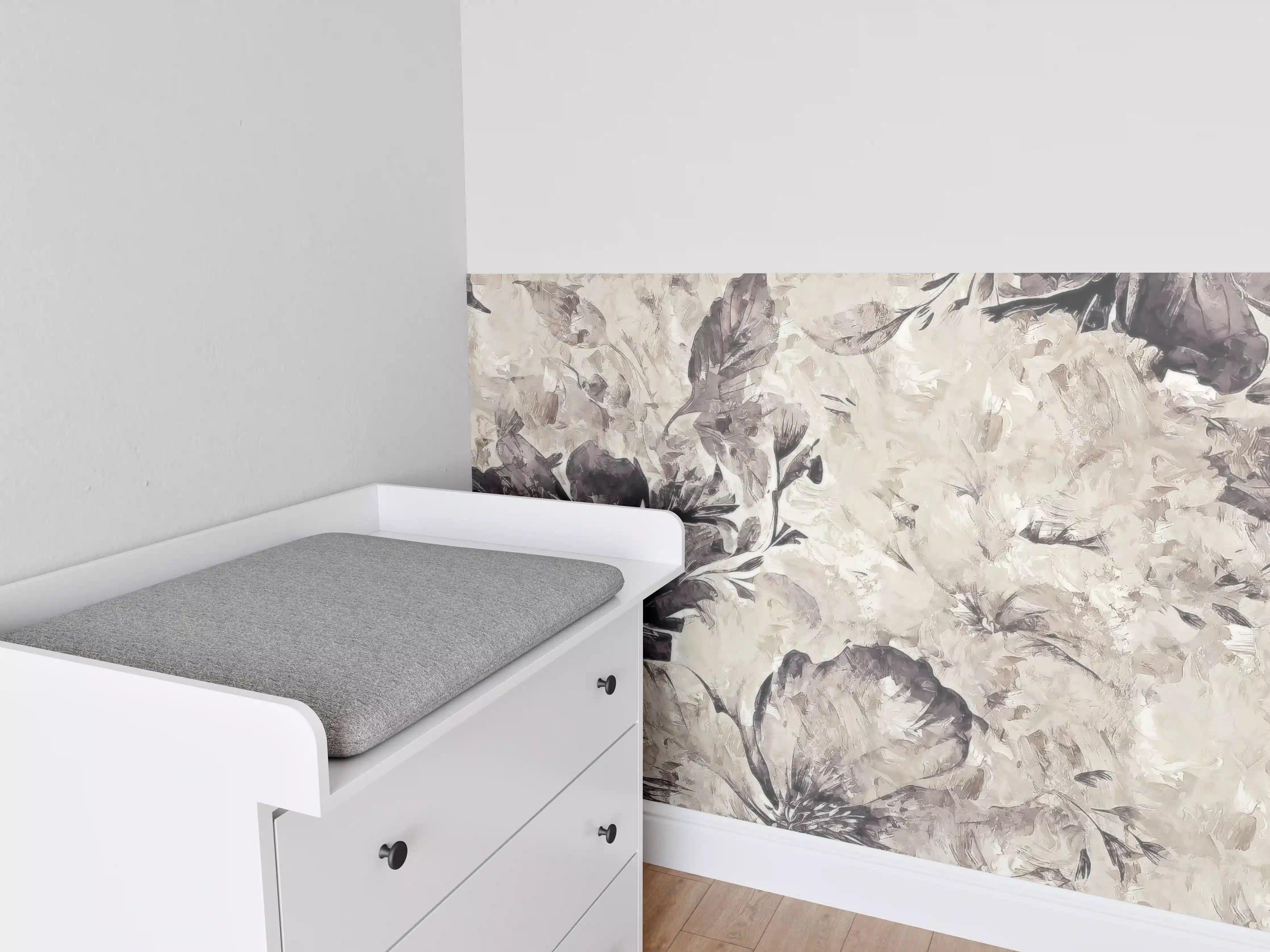 Babyzimmer Wandgestaltung - Schwarz, weißes Pflanzen Gemälde 2
