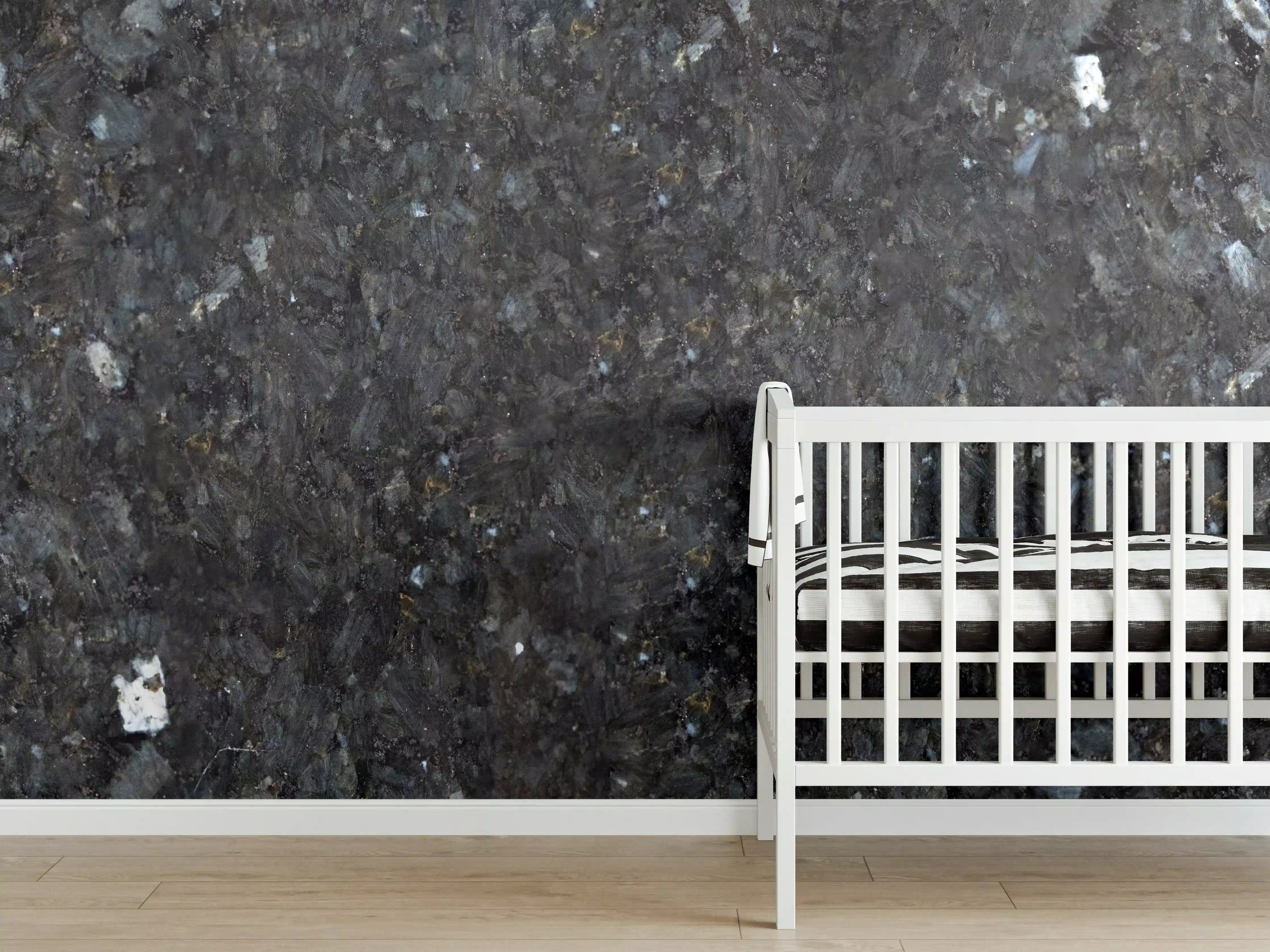 Babyzimmer Wandgestaltung - Schwarze Granitwand