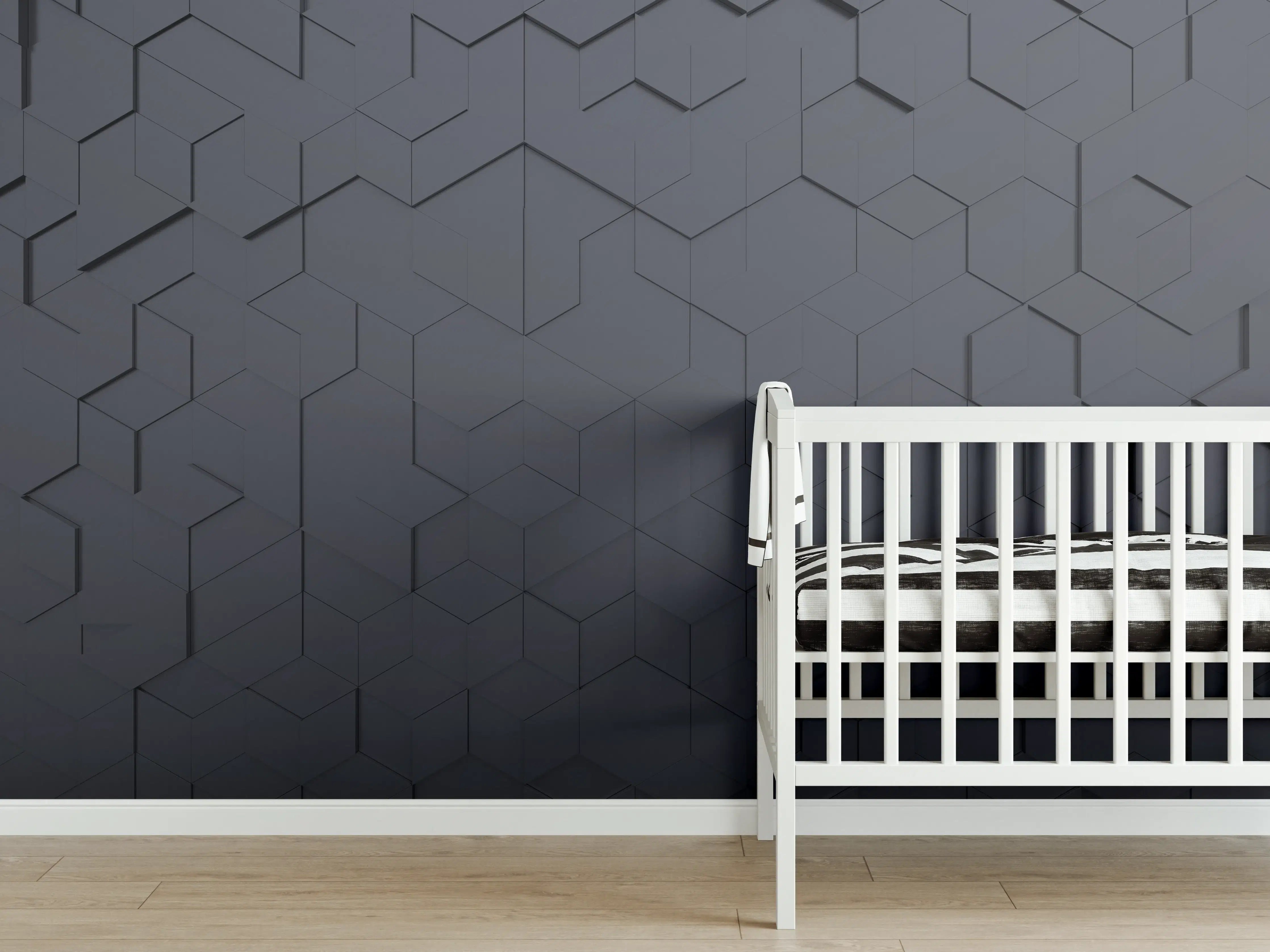Babyzimmer Wandgestaltung - Schwarze Hexagon-Tech-Struktur