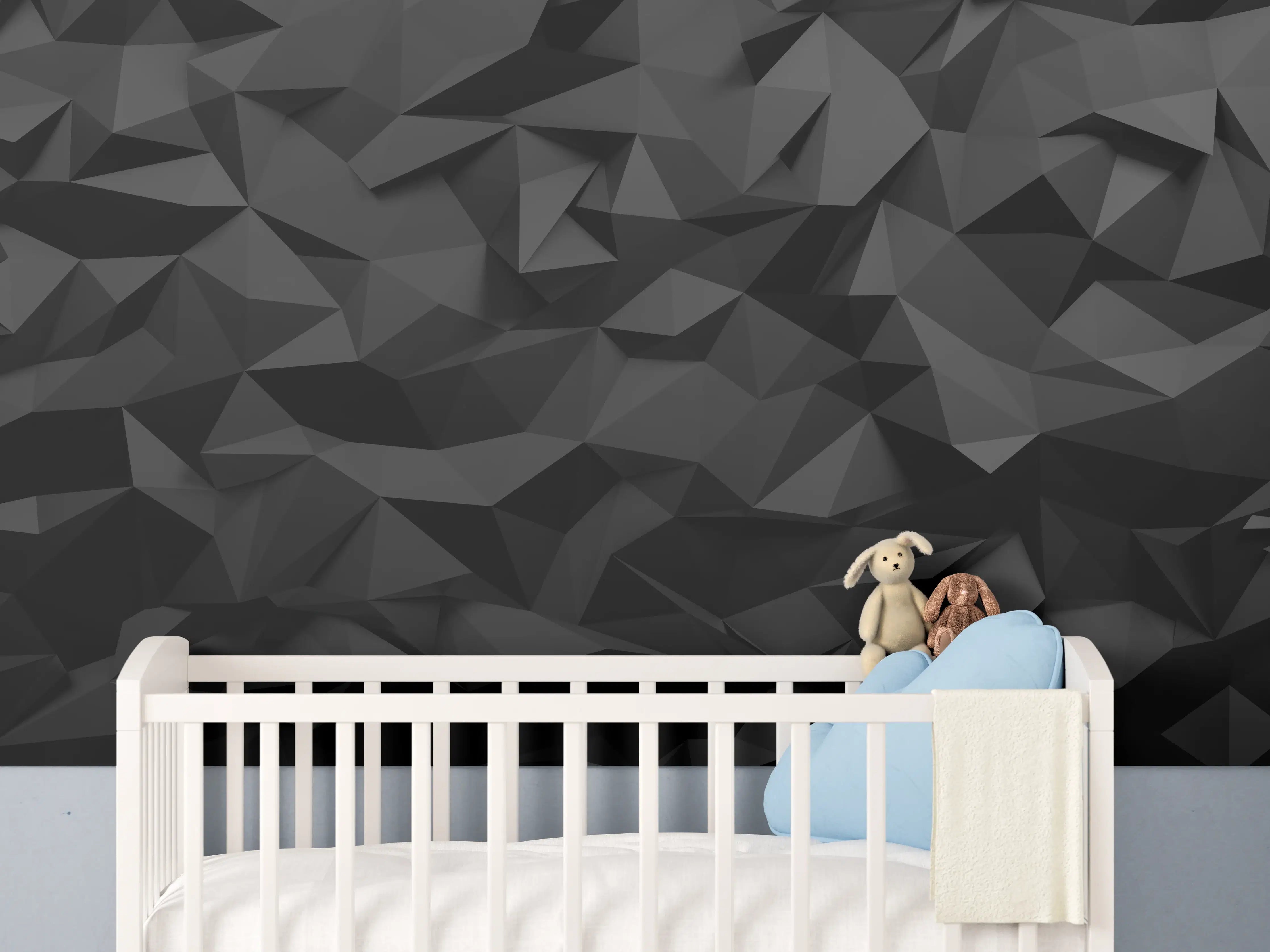 Babyzimmer Wandgestaltung - Schwarze Polygon-Muster Textur