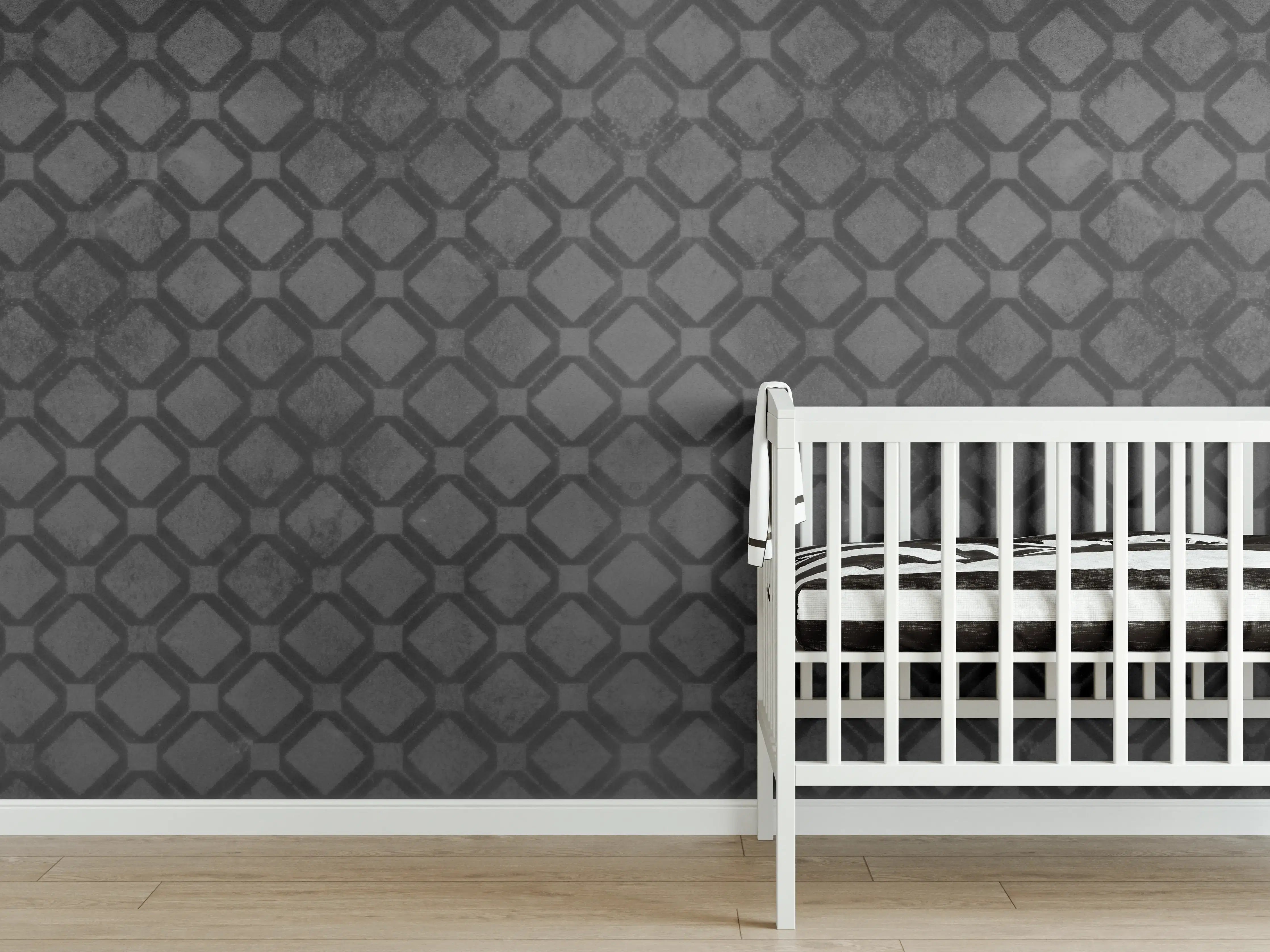 Babyzimmer Wandgestaltung - Schwarze Raute Muster