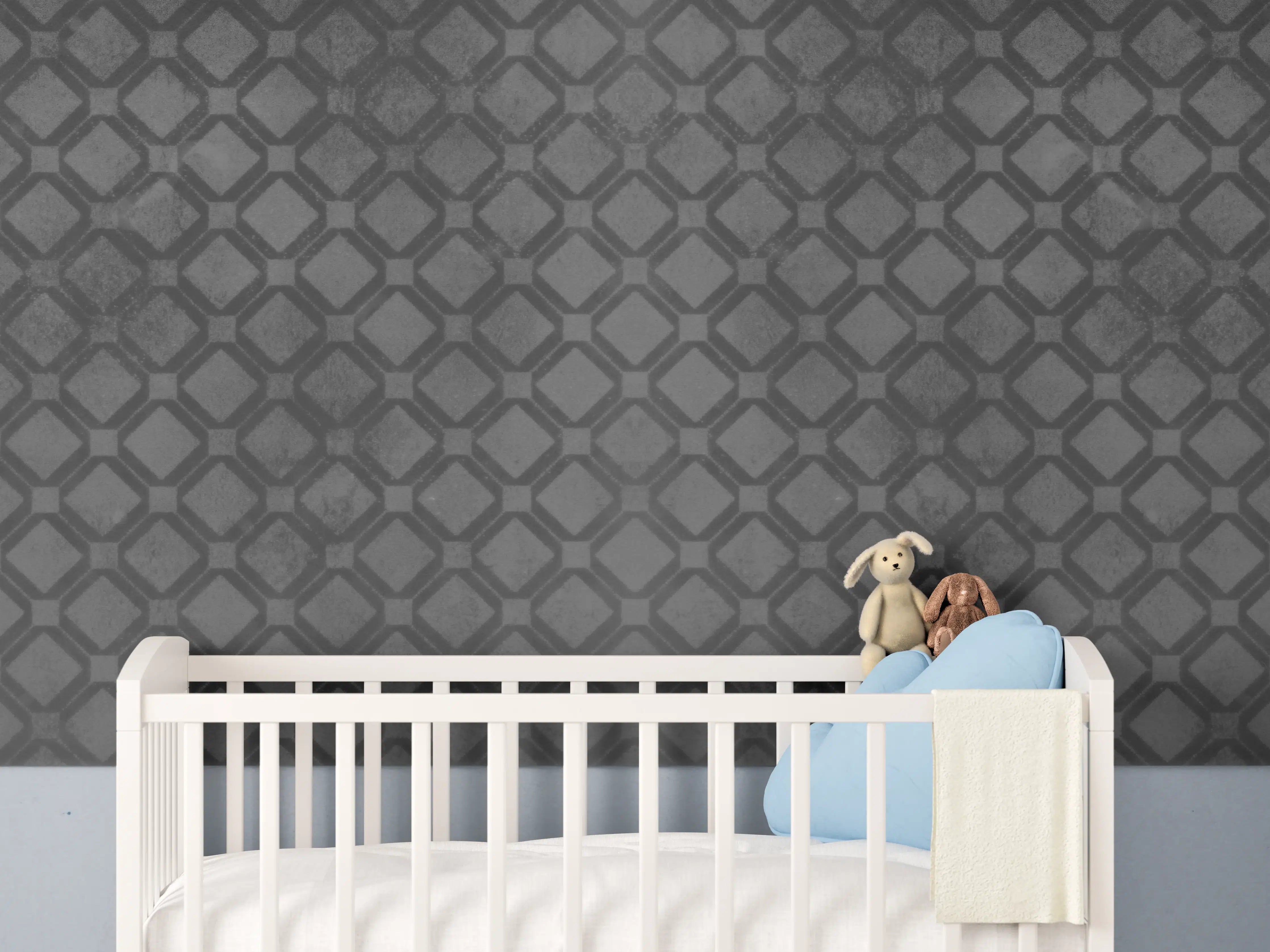 Babyzimmer Wandgestaltung - Schwarze Raute Muster