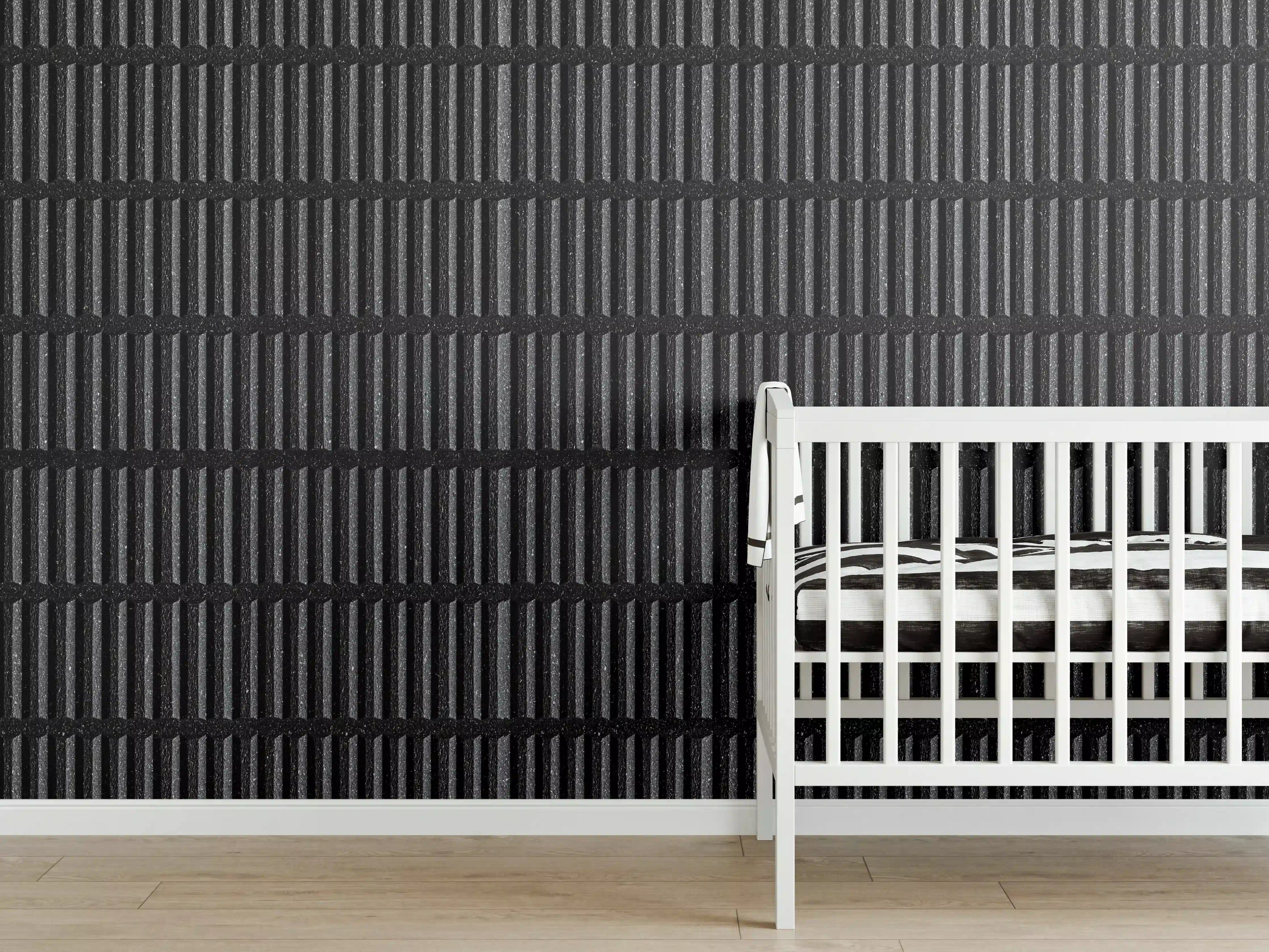 Babyzimmer Wandgestaltung - Schwarze Stein Ziegel Textur