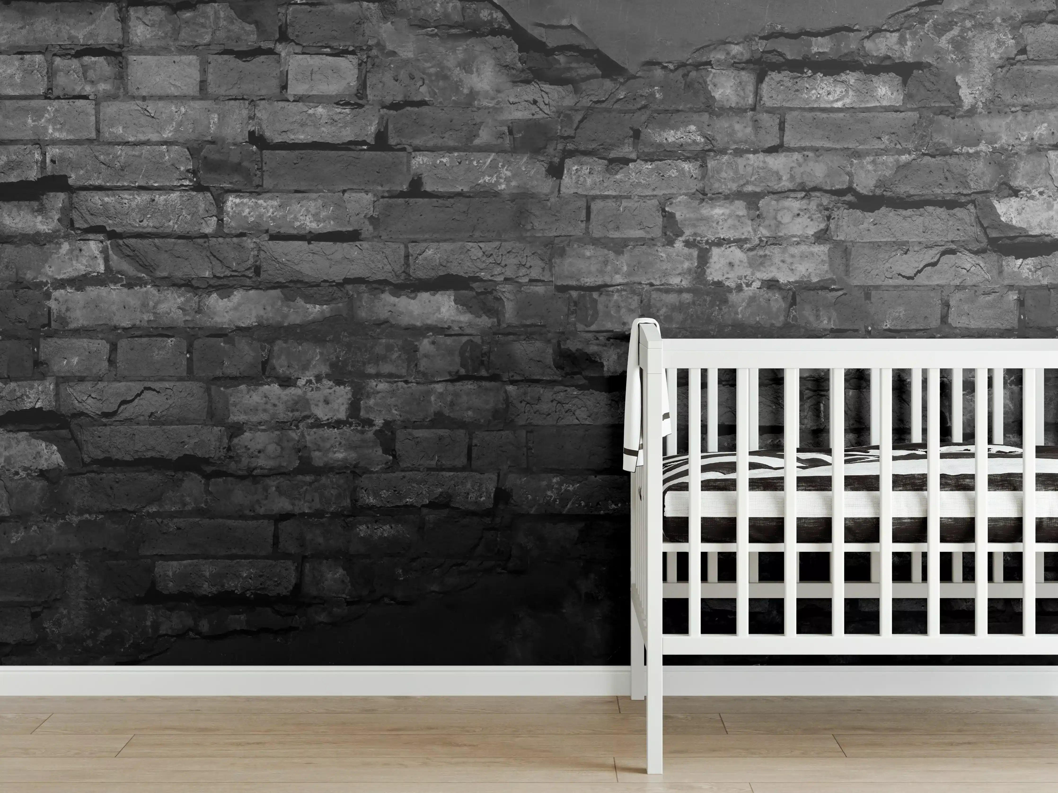 Babyzimmer Wandgestaltung - Schwarze alte Backsteinmauer