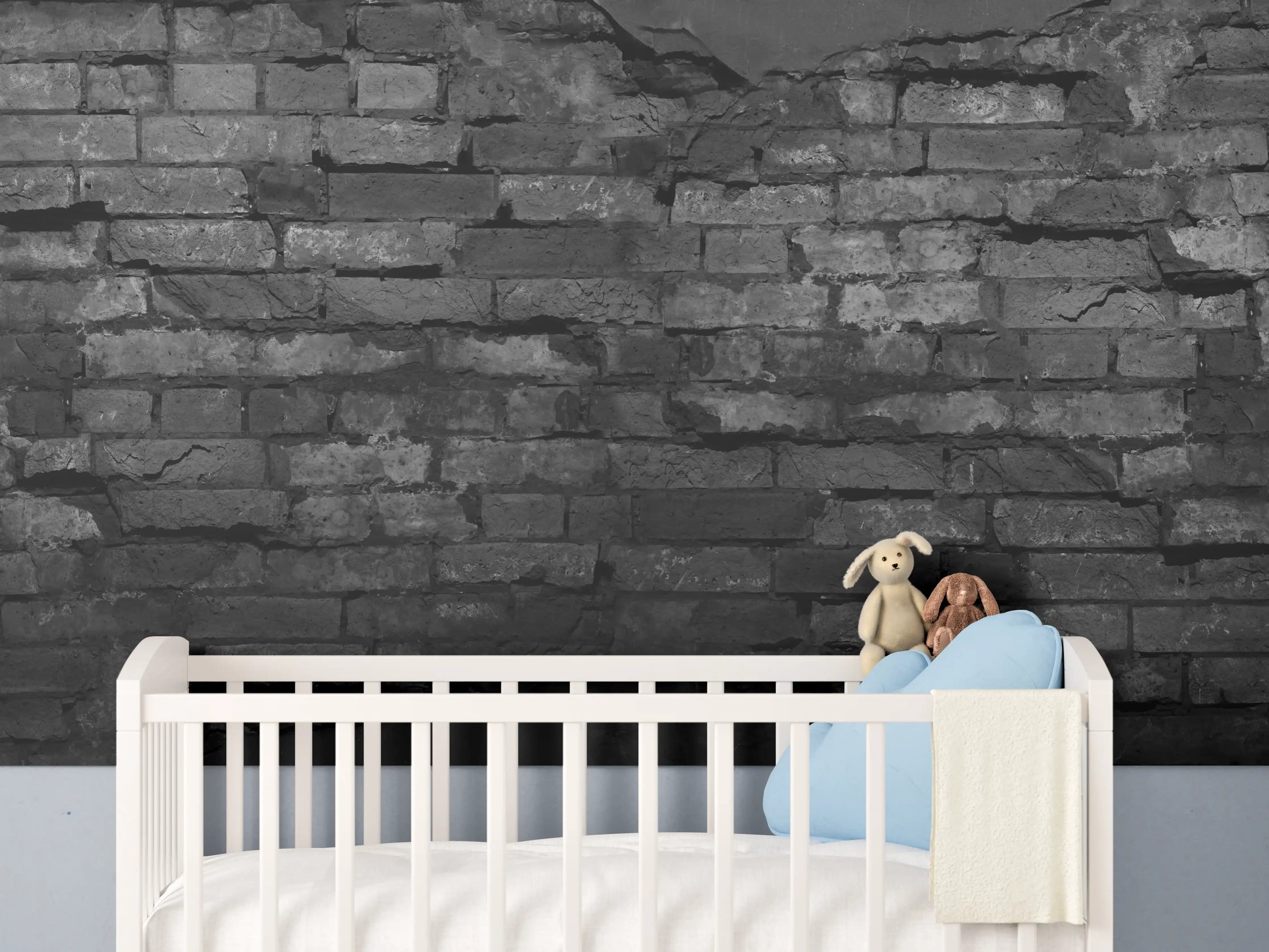 Babyzimmer Wandgestaltung - Schwarze alte Backsteinmauer