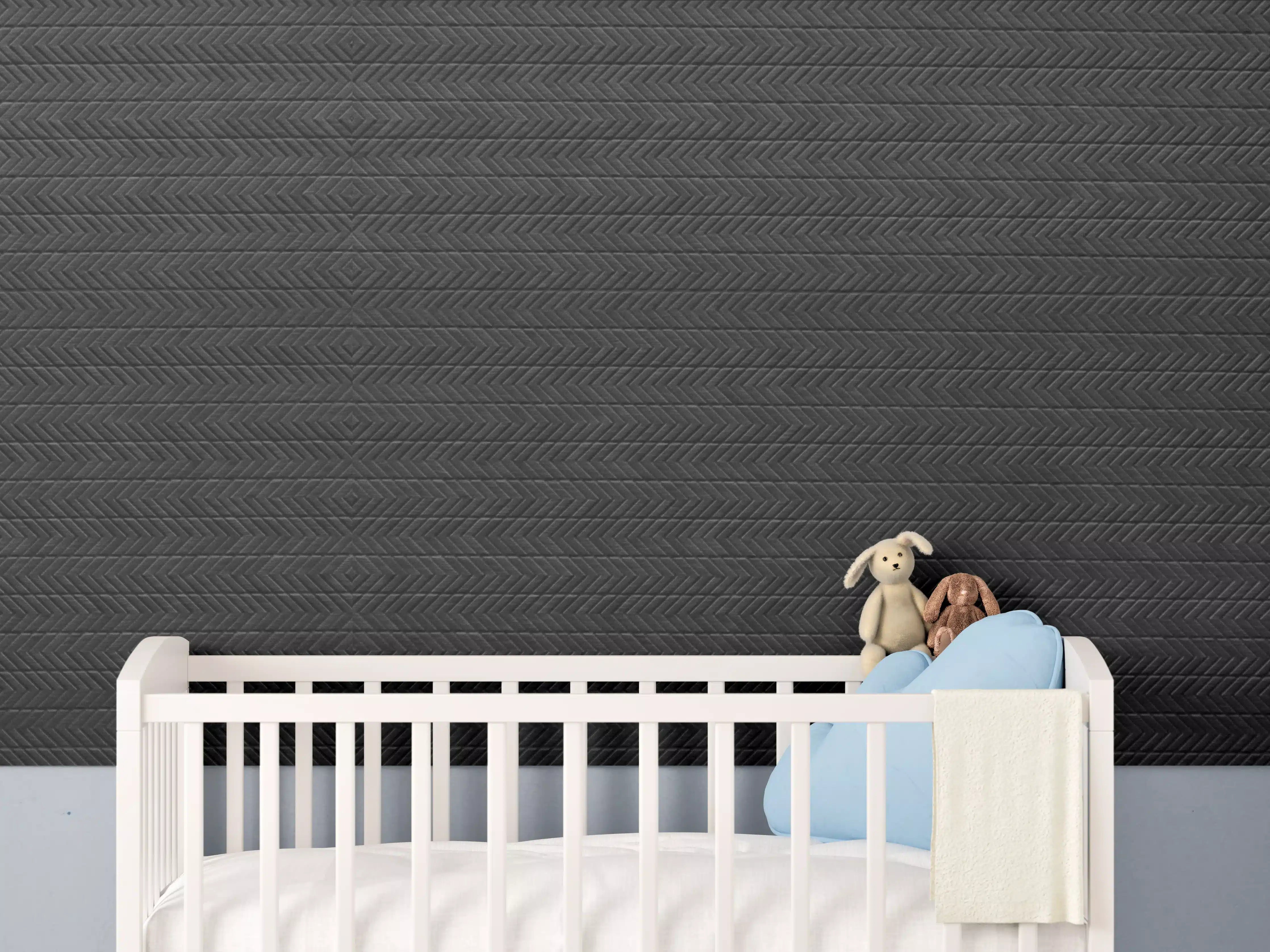 Babyzimmer Wandgestaltung - Schwarze dunkelgraue diagonal Muster