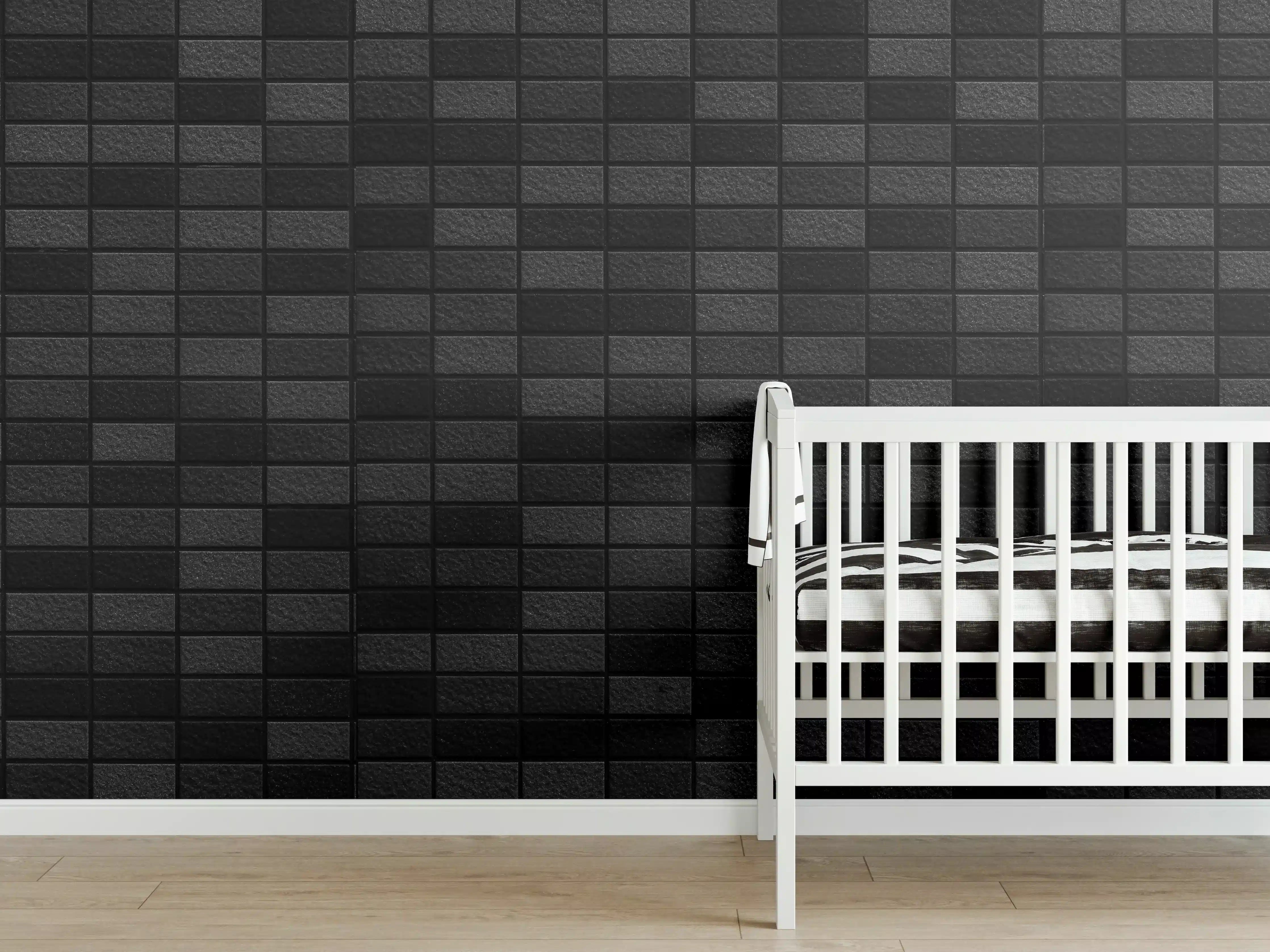Babyzimmer Wandgestaltung - Schwarze edle Steinfliesen Hintergrund