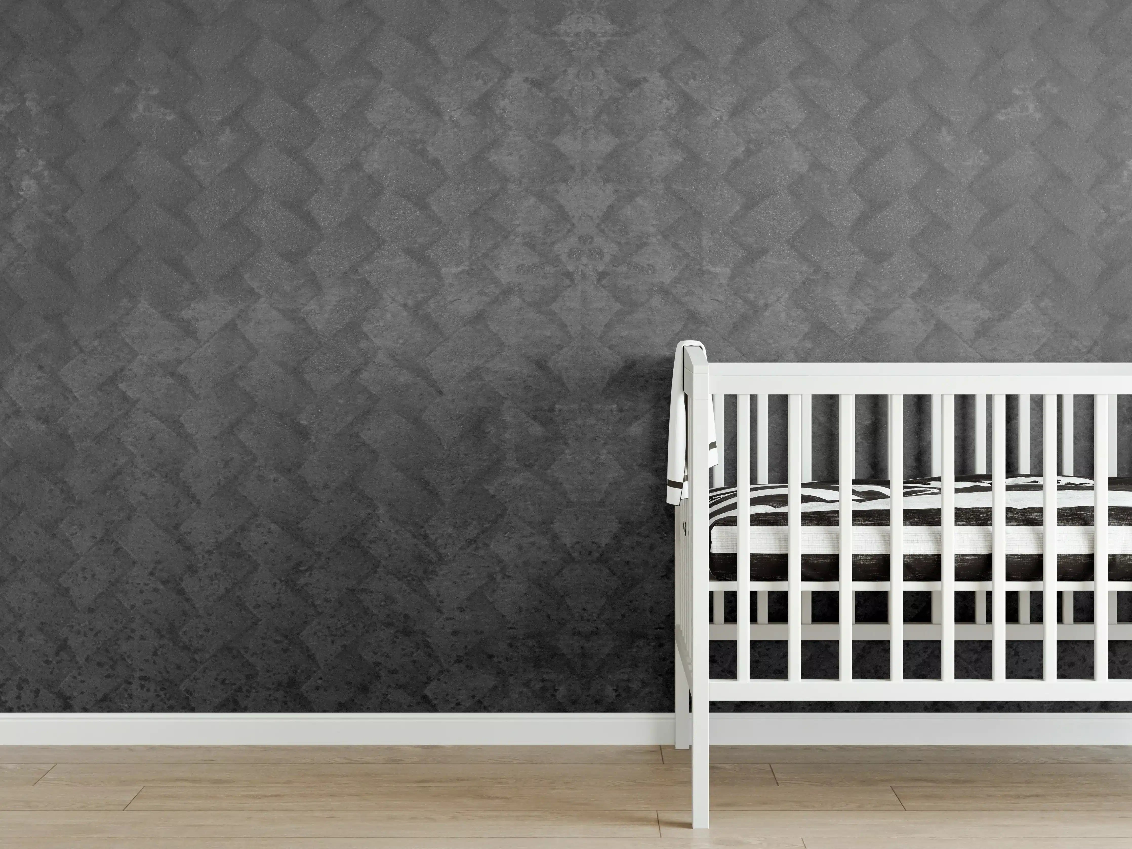 Babyzimmer Wandgestaltung - Schwarze geometrisches Betonwand