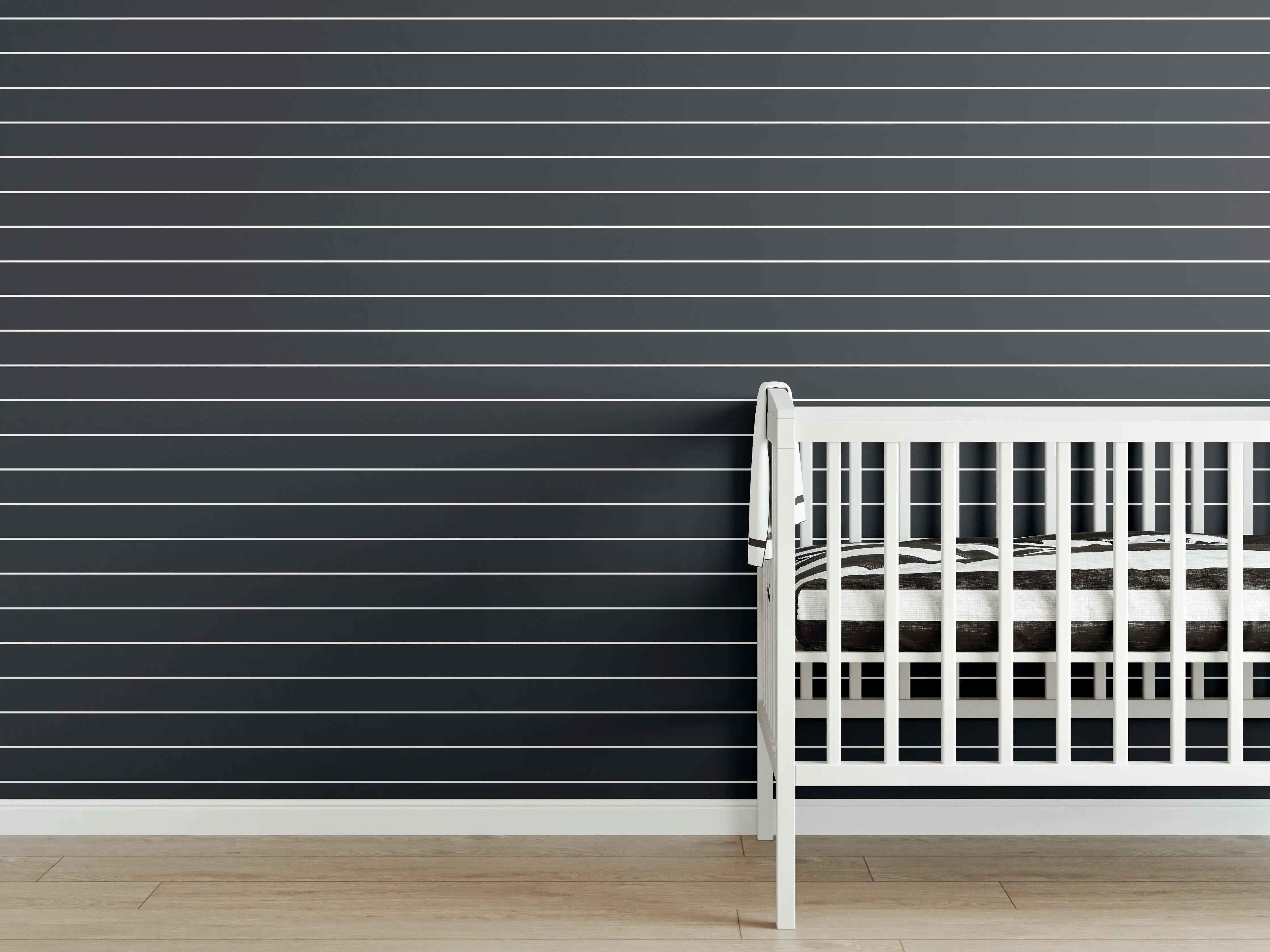 Babyzimmer Wandgestaltung - Schwarze horizontale Linien