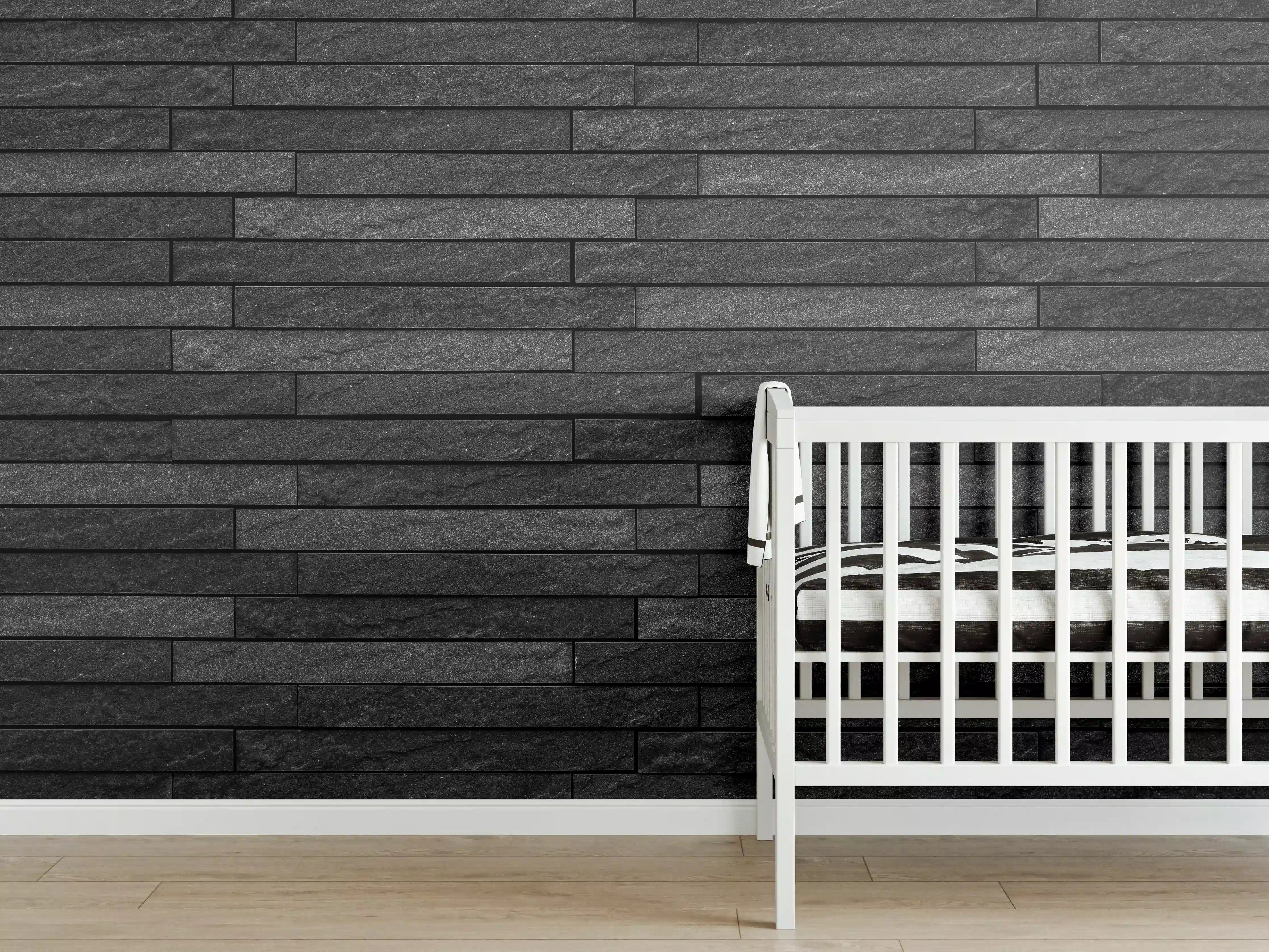 Babyzimmer Wandgestaltung - Schwarze stilvolle Backsteinmauer