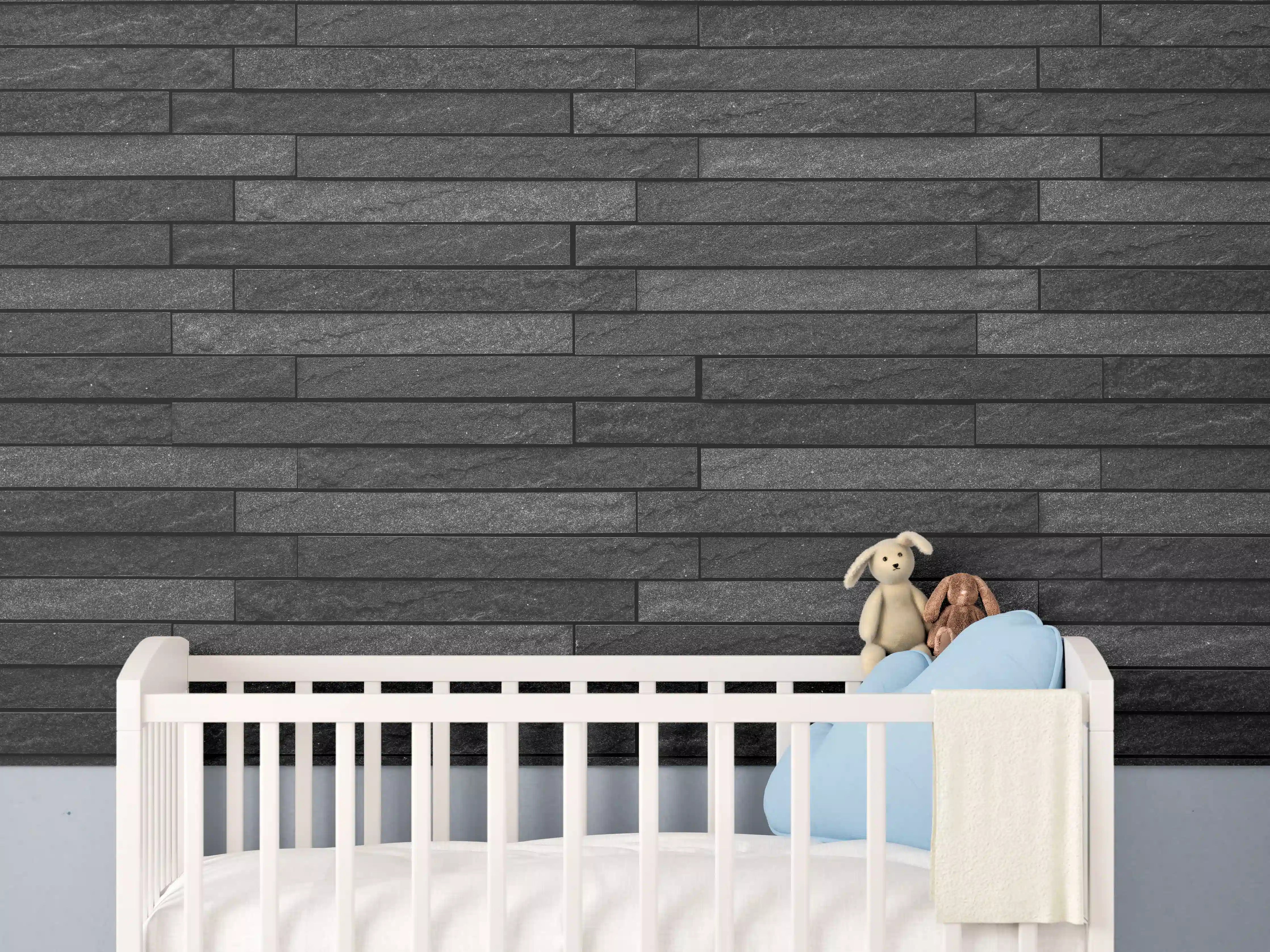 Babyzimmer Wandgestaltung - Schwarze stilvolle Backsteinmauer