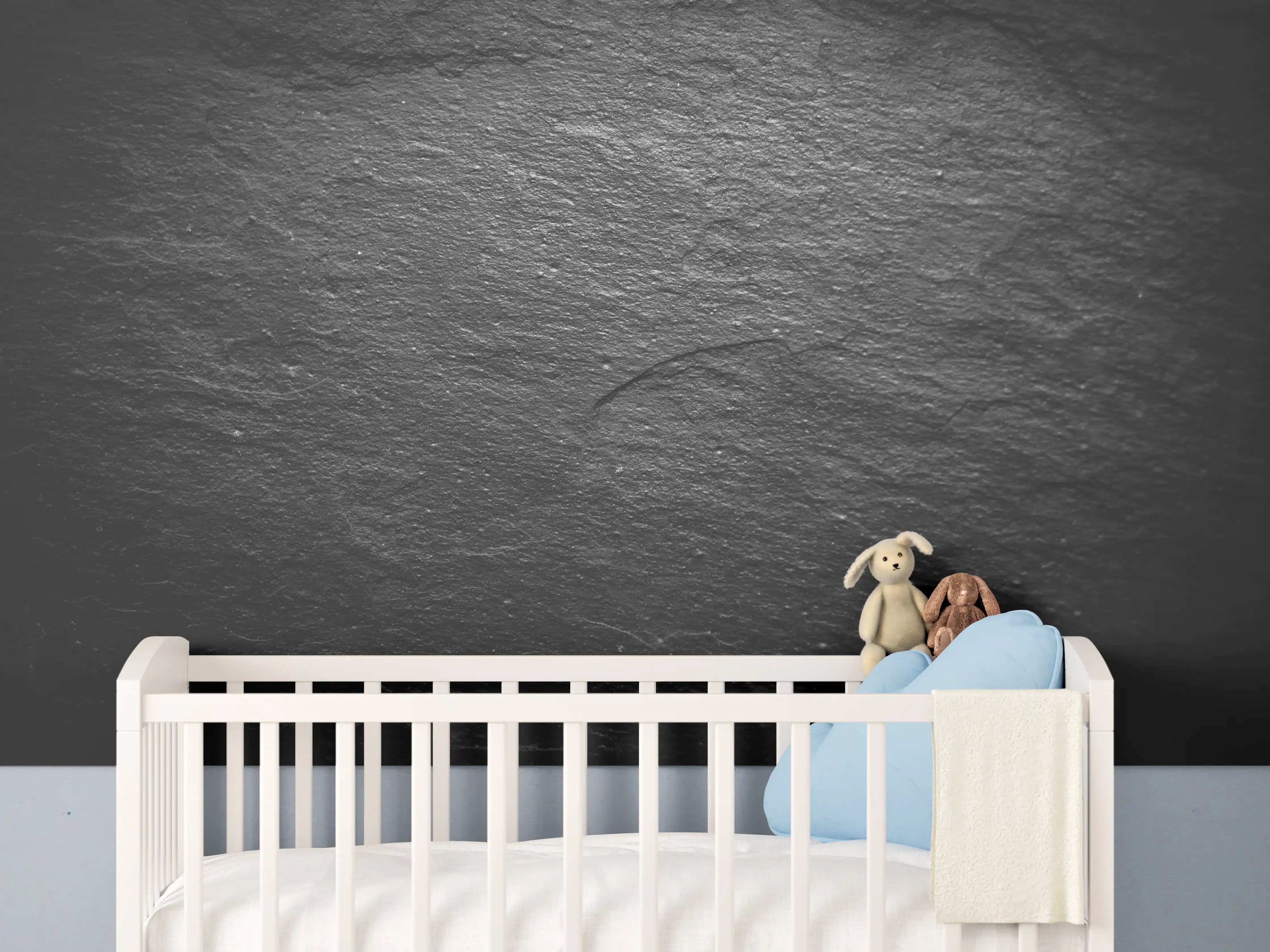 Babyzimmer Wandgestaltung - Schwarzer Schieferstein