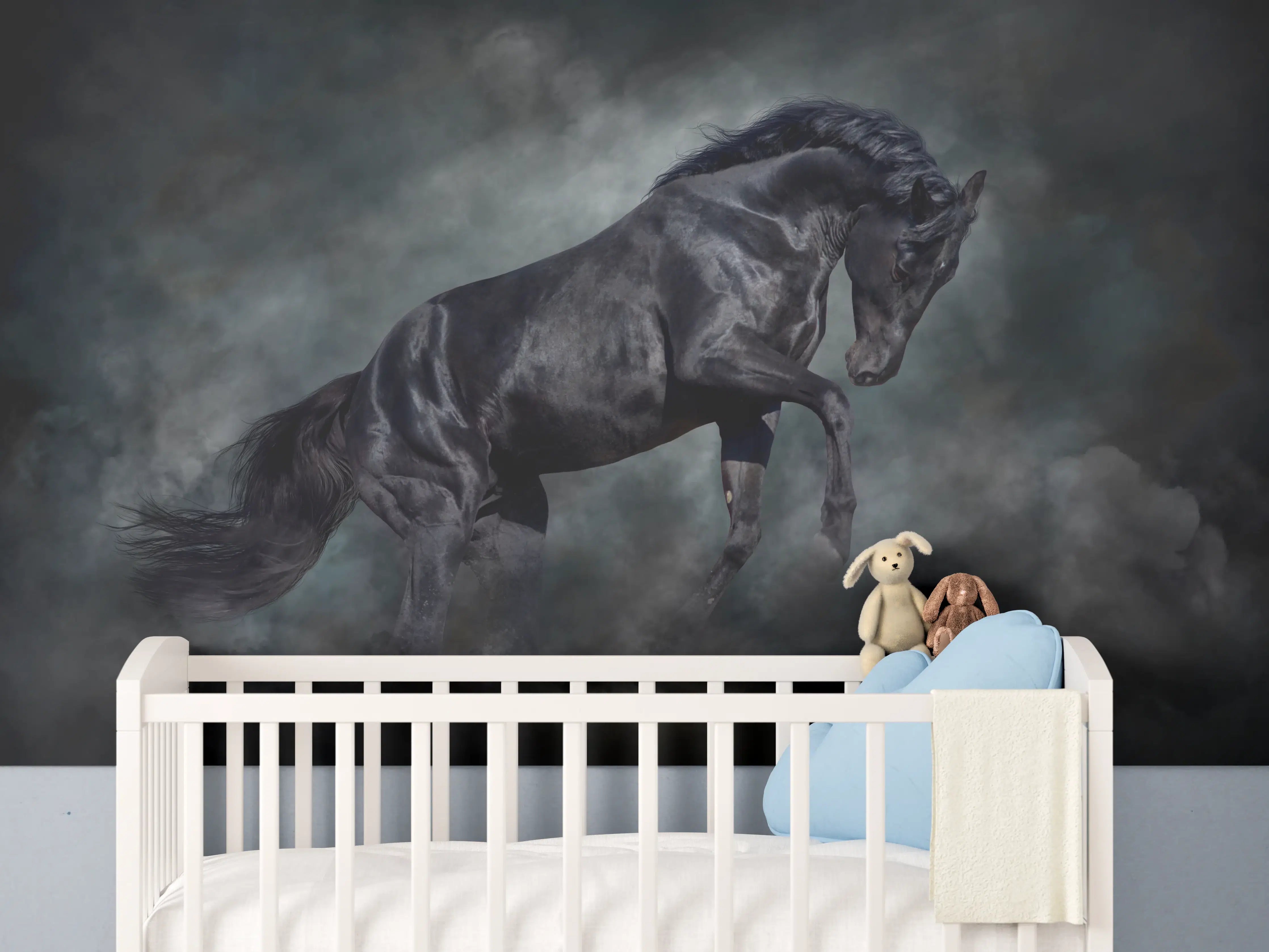 Babyzimmer Wandgestaltung - Schwarzer hengst