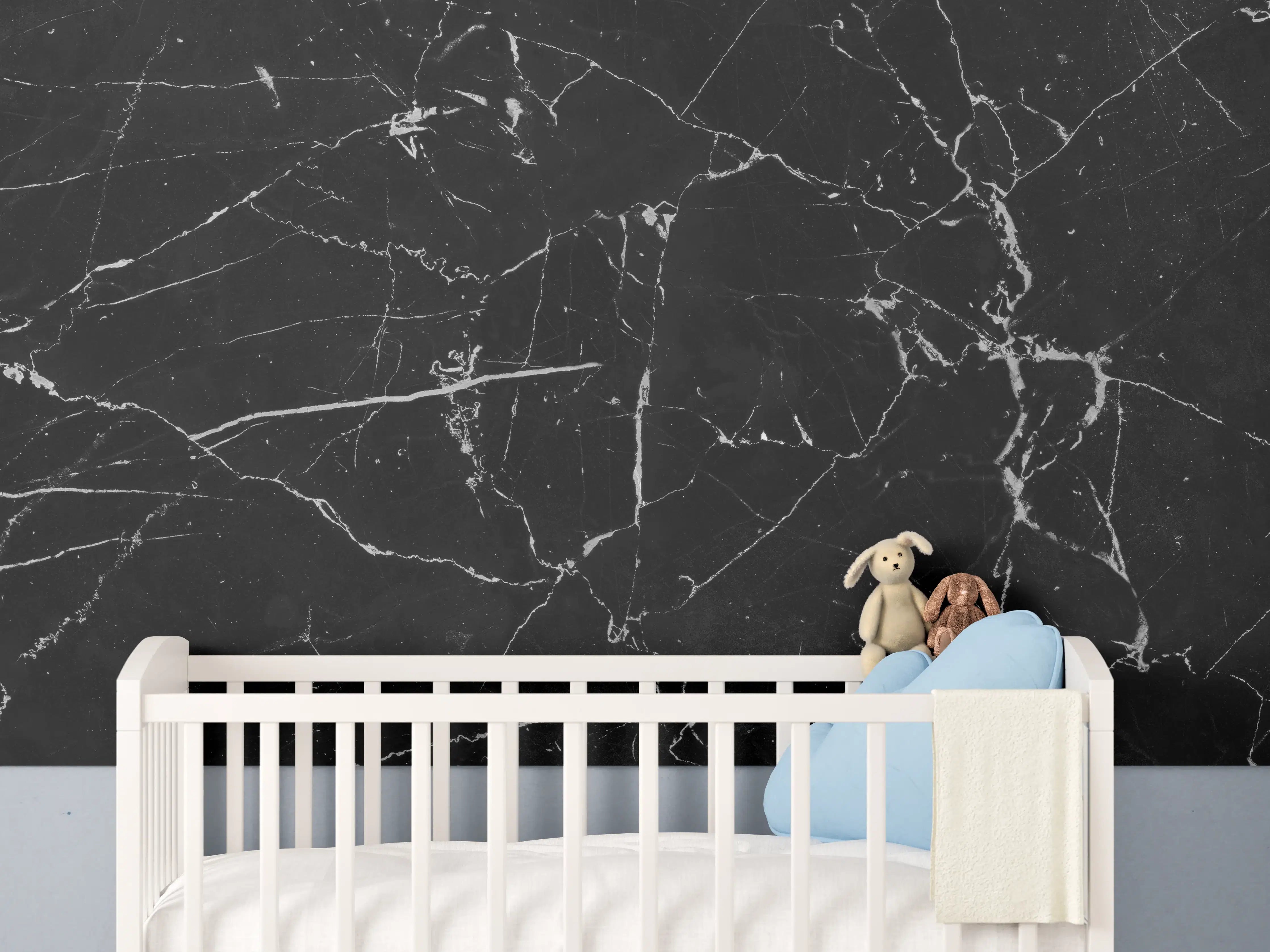 Babyzimmer Wandgestaltung - Schwarzer portoro Marmor