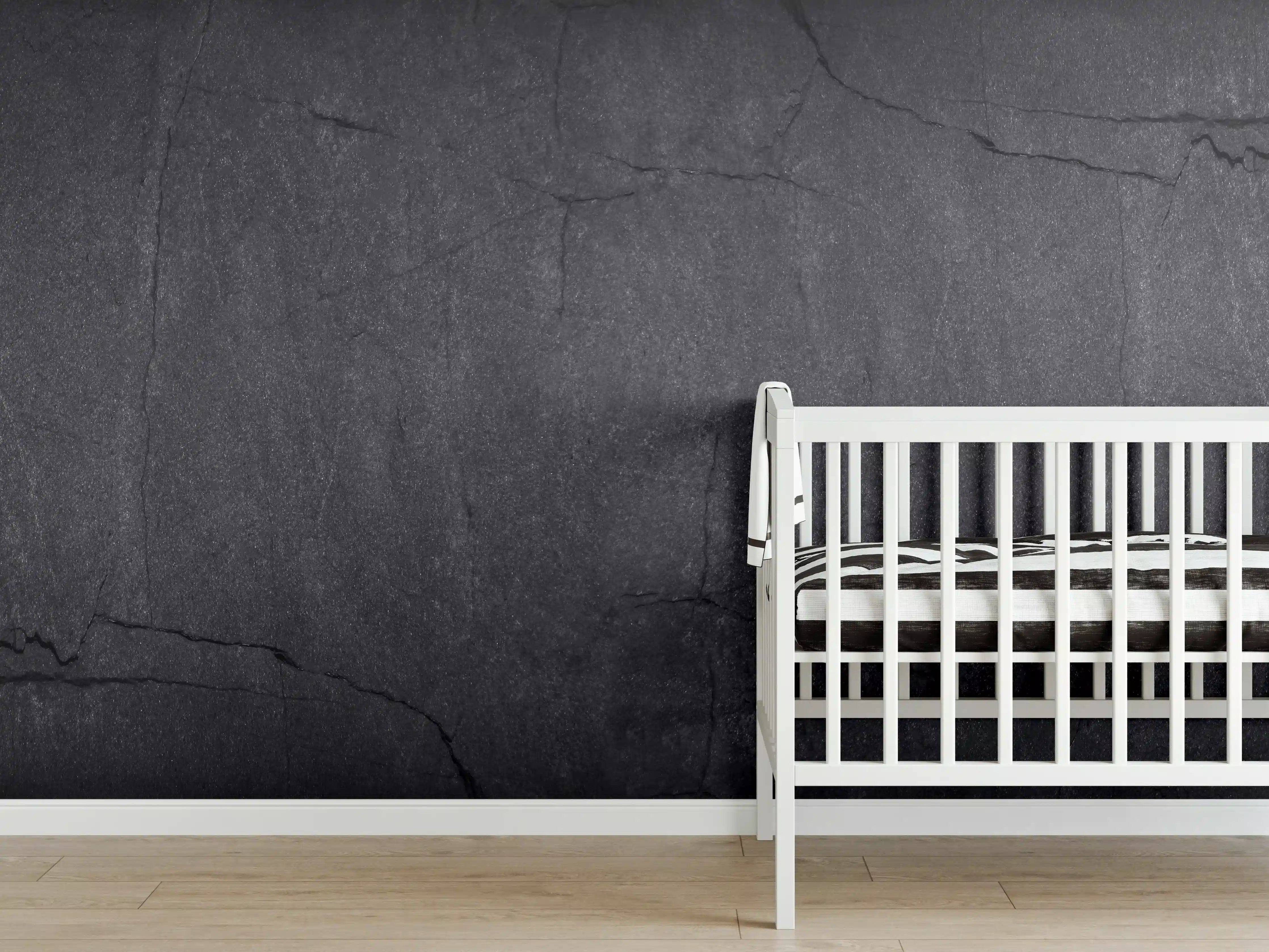 Babyzimmer Wandgestaltung - Schwarzes Felsgestein 