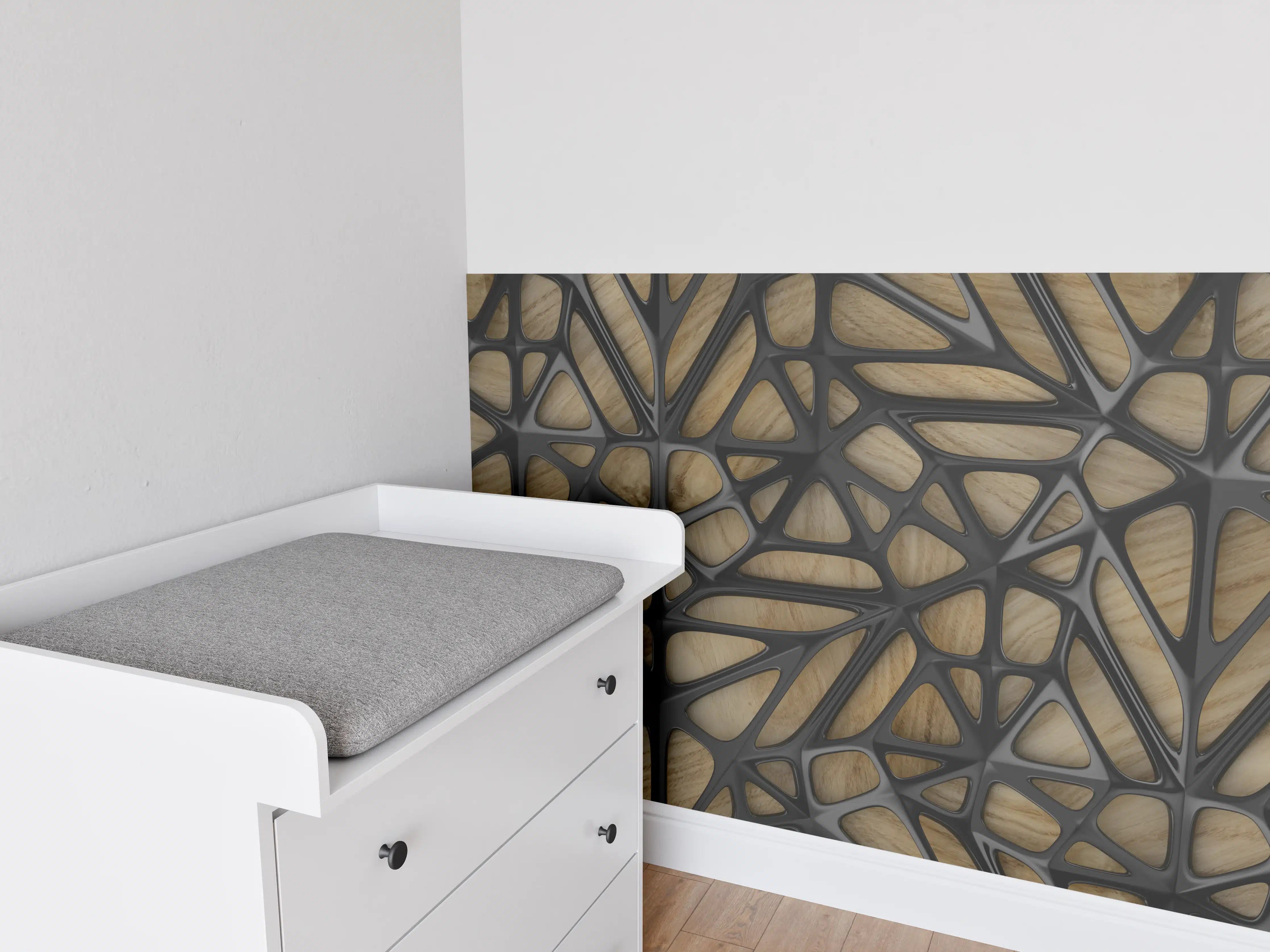 Babyzimmer Wandgestaltung - Schwarzes Gitter Muster