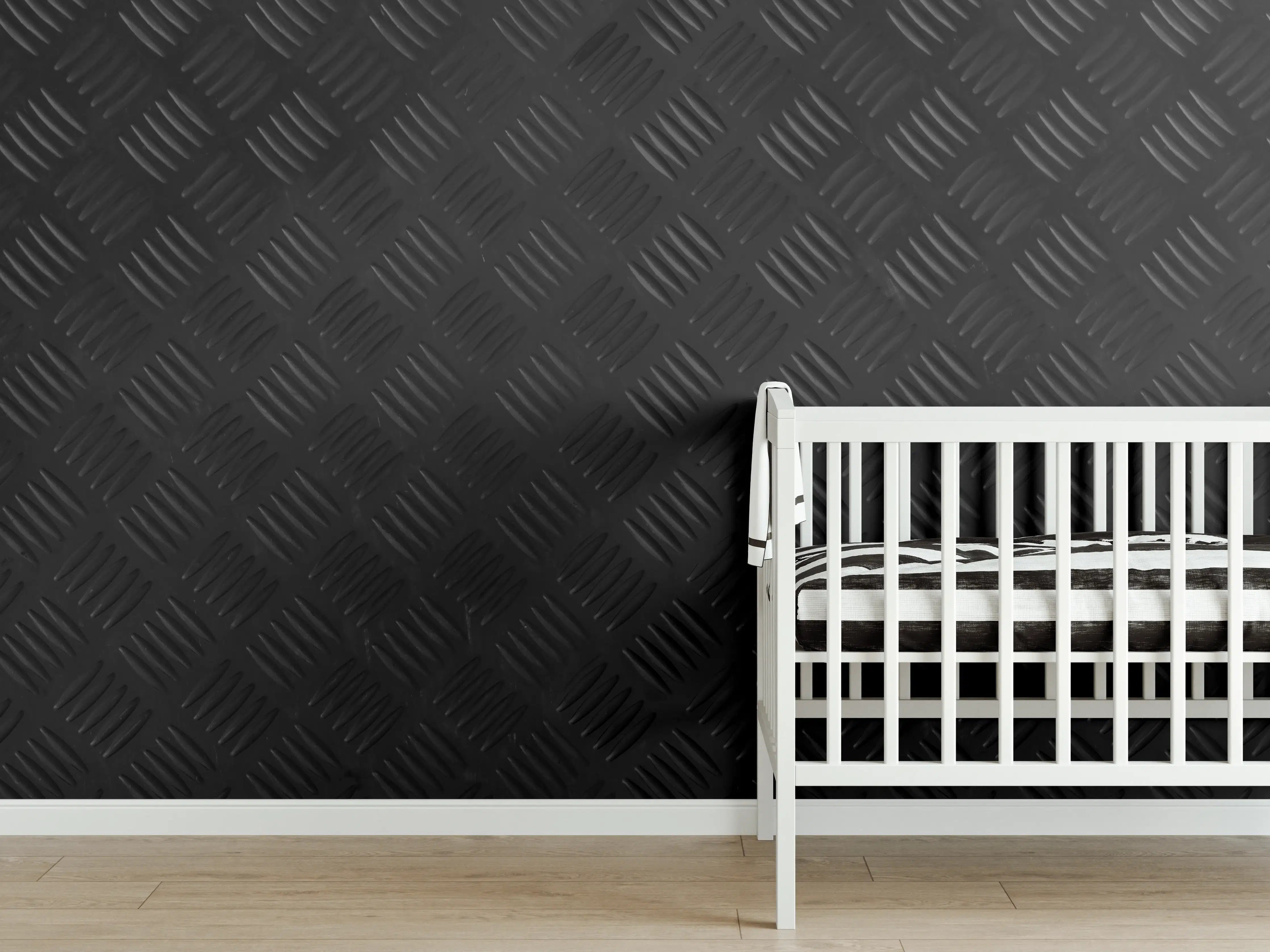 Babyzimmer Wandgestaltung - Schwarzes Riffelblech Abstraktes Muster