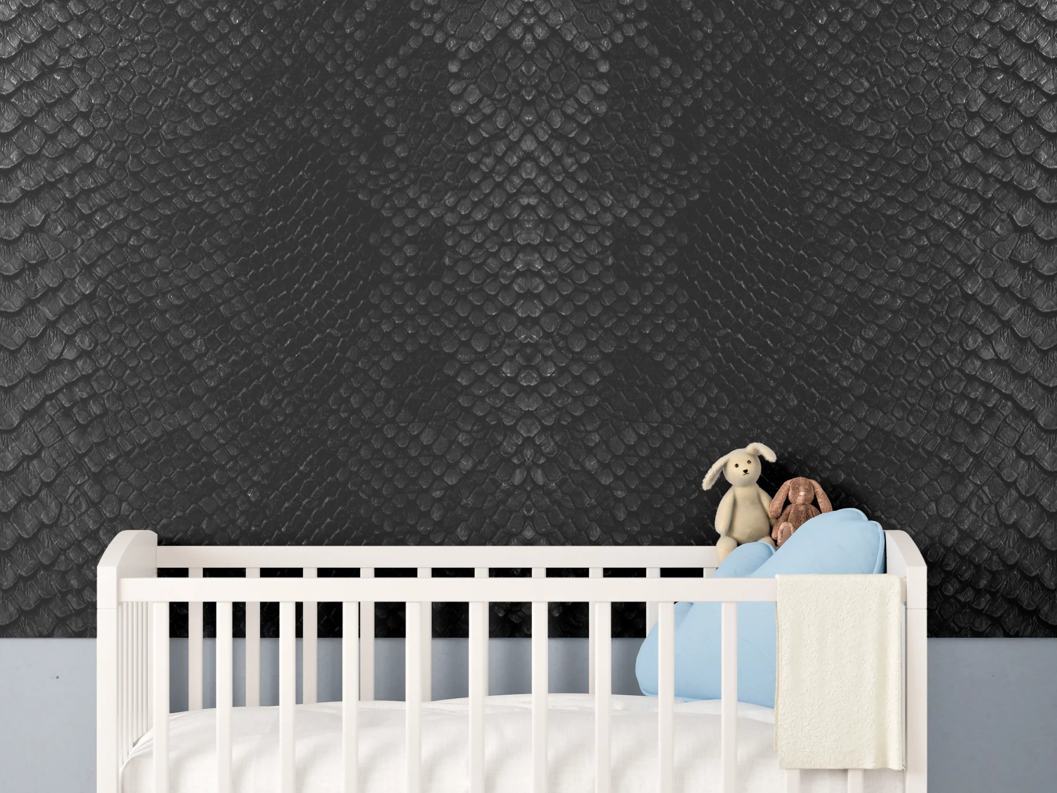 Babyzimmer Wandgestaltung - Schwarzes Schlangenhautmuster