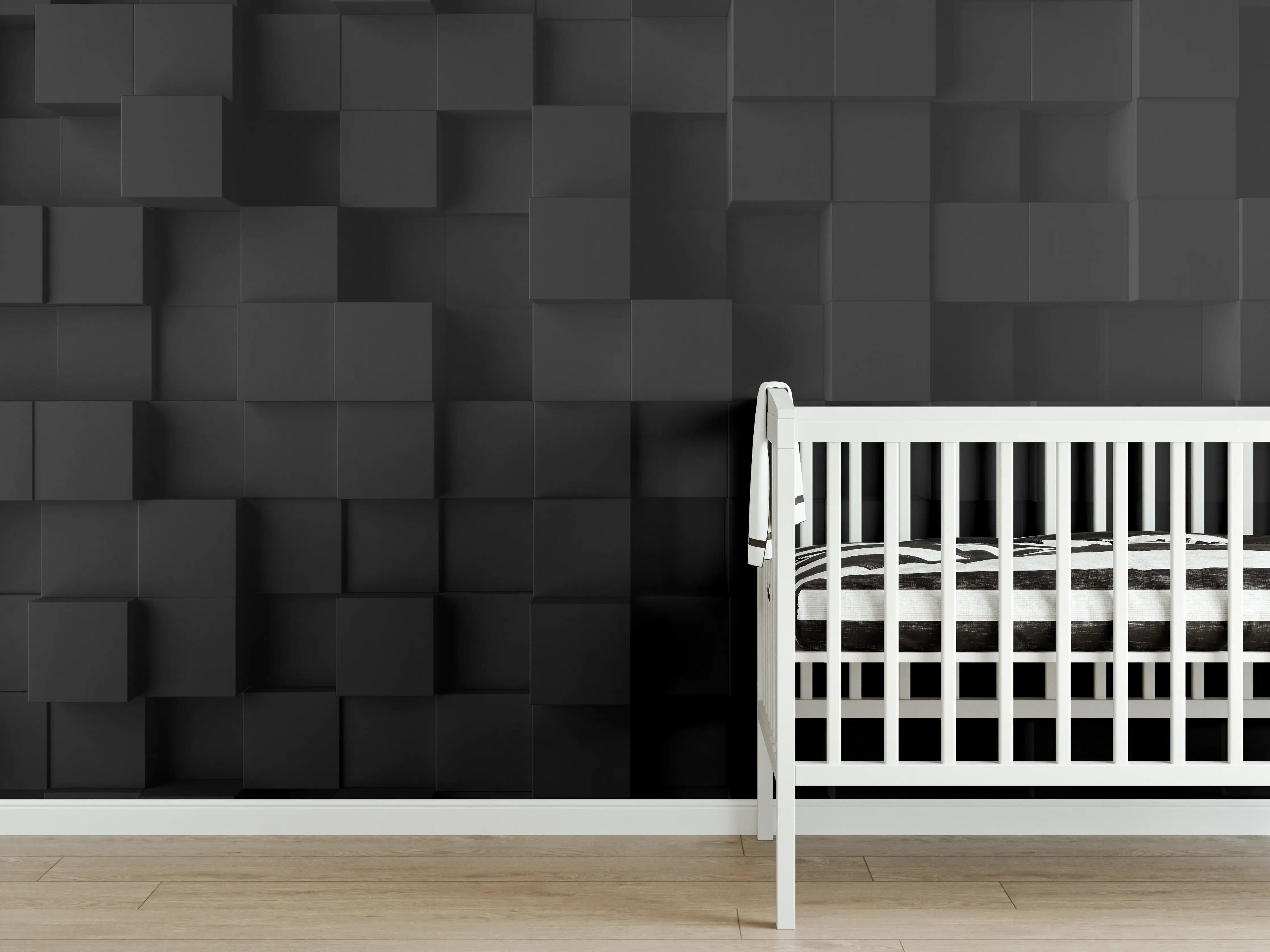 Babyzimmer Wandgestaltung - Schwarzes Vierecks Muster