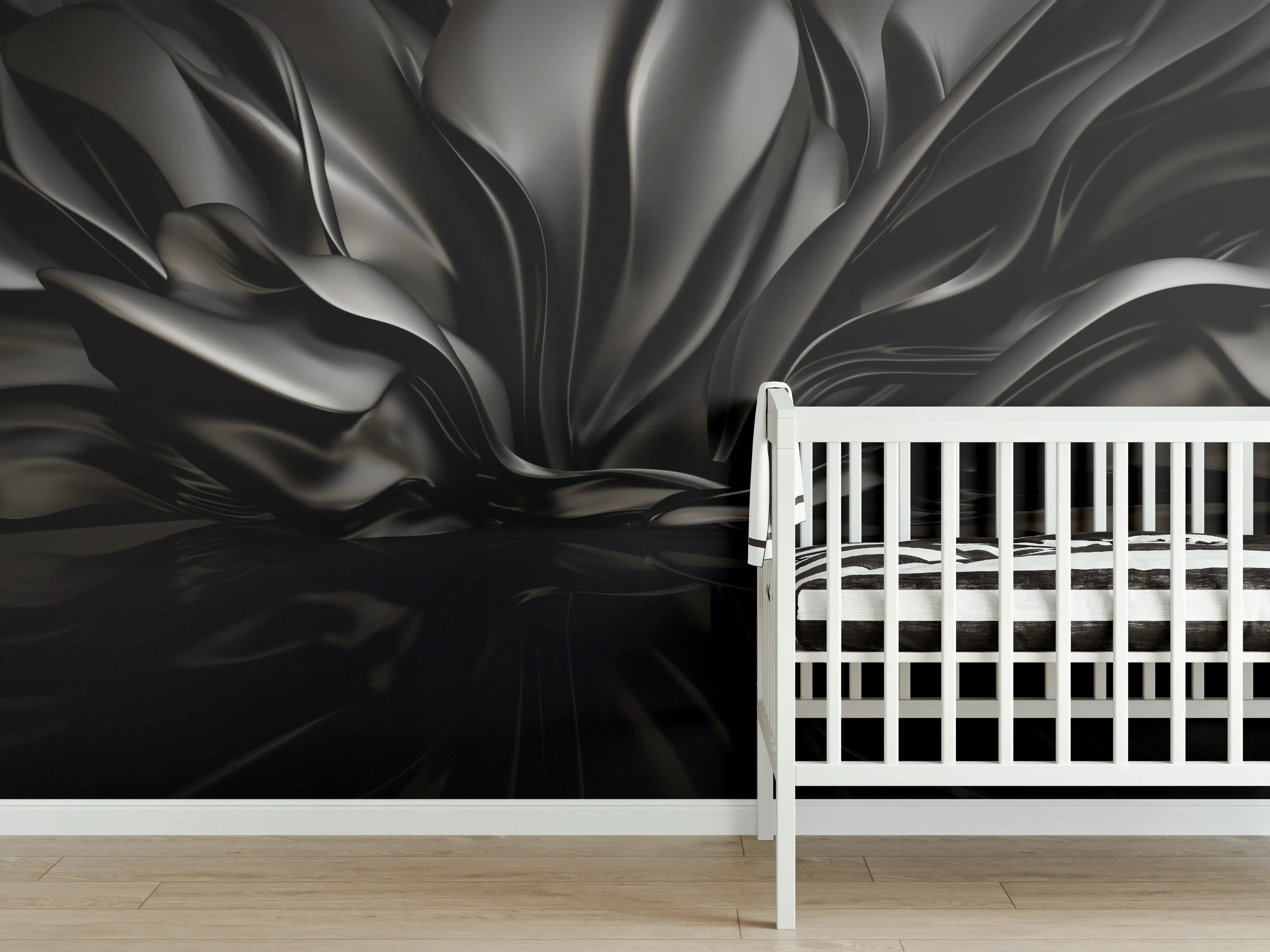 Babyzimmer Wandgestaltung - Schwarzes Wellenmuster