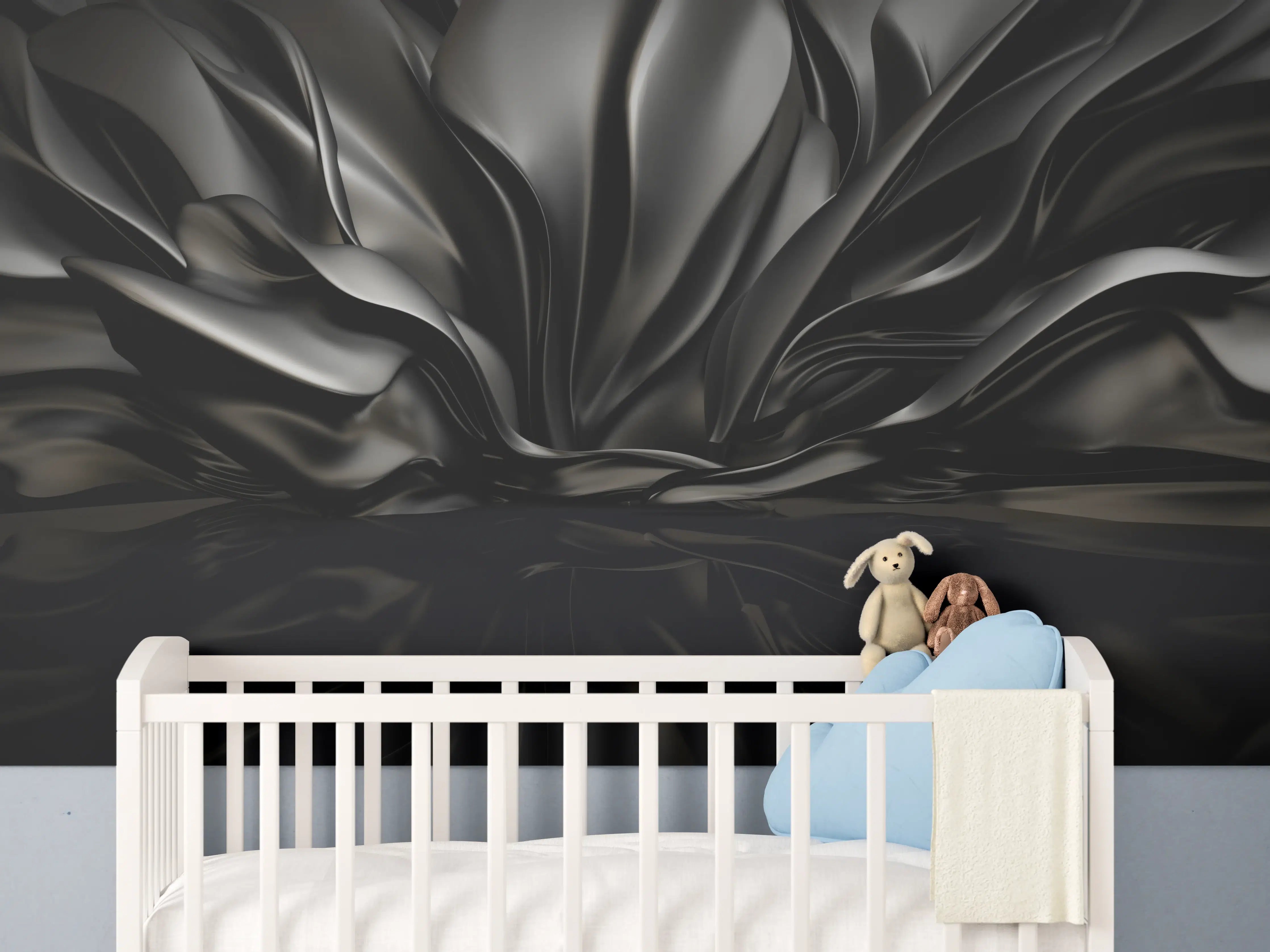 Babyzimmer Wandgestaltung - Schwarzes Wellenmuster