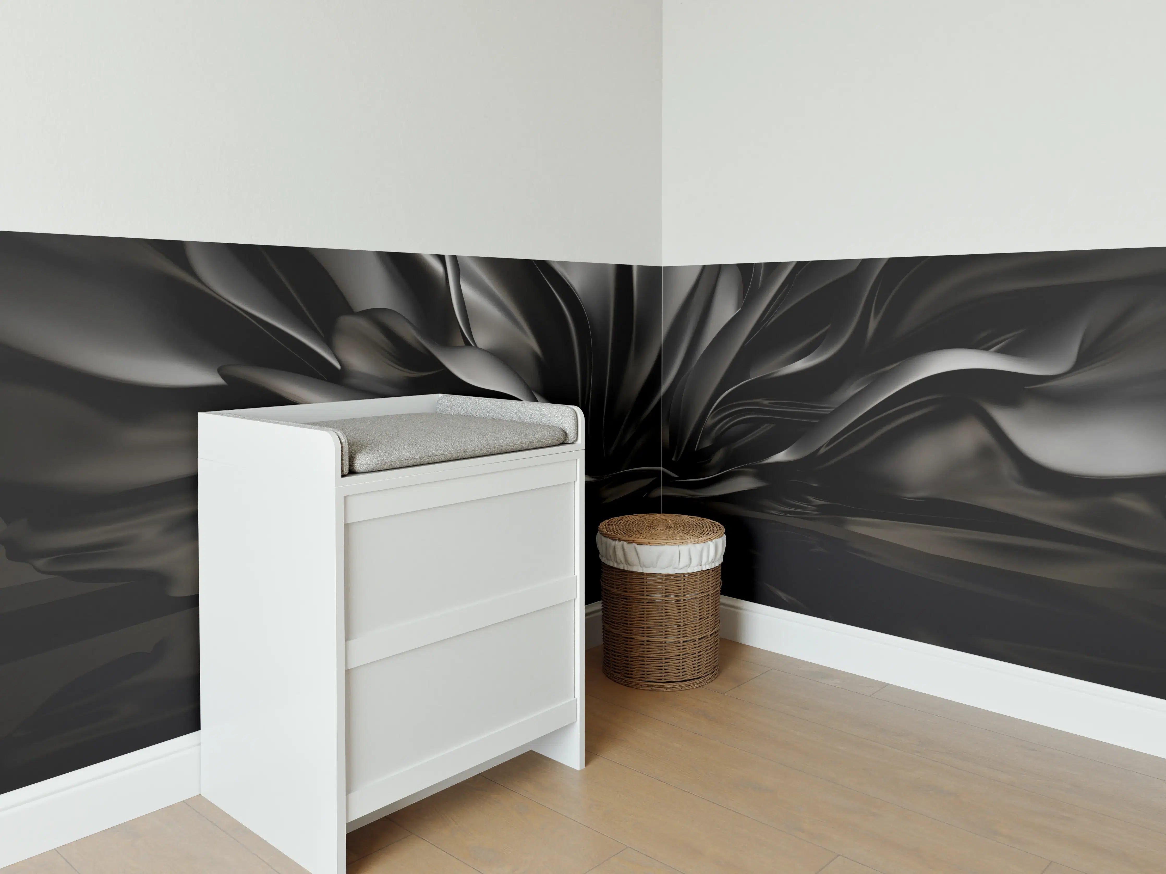 Babyzimmer Wandgestaltung - Schwarzes Wellenmuster