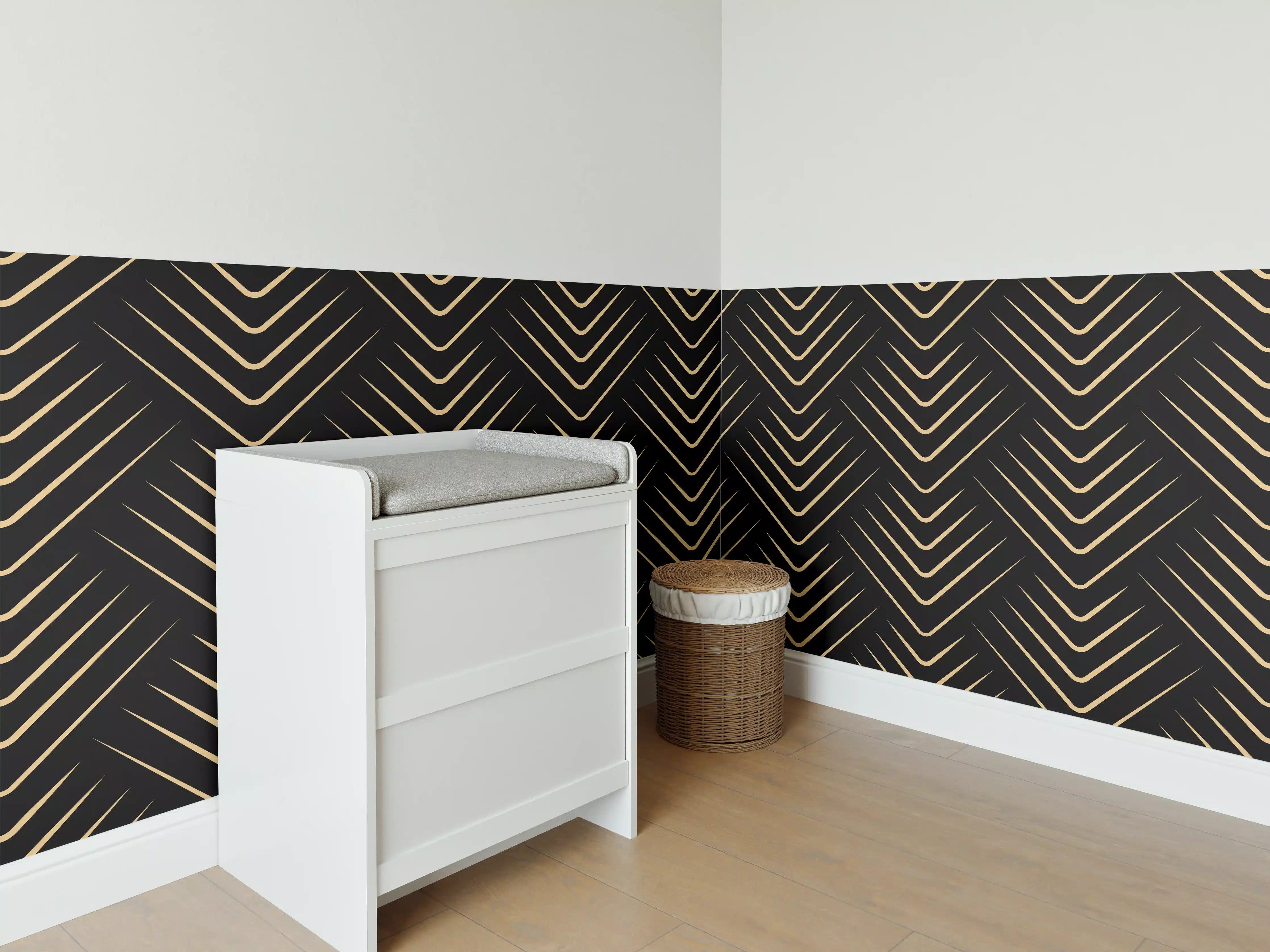 Babyzimmer Wandgestaltung - Schwarzes Zickzack-Linienmuster
