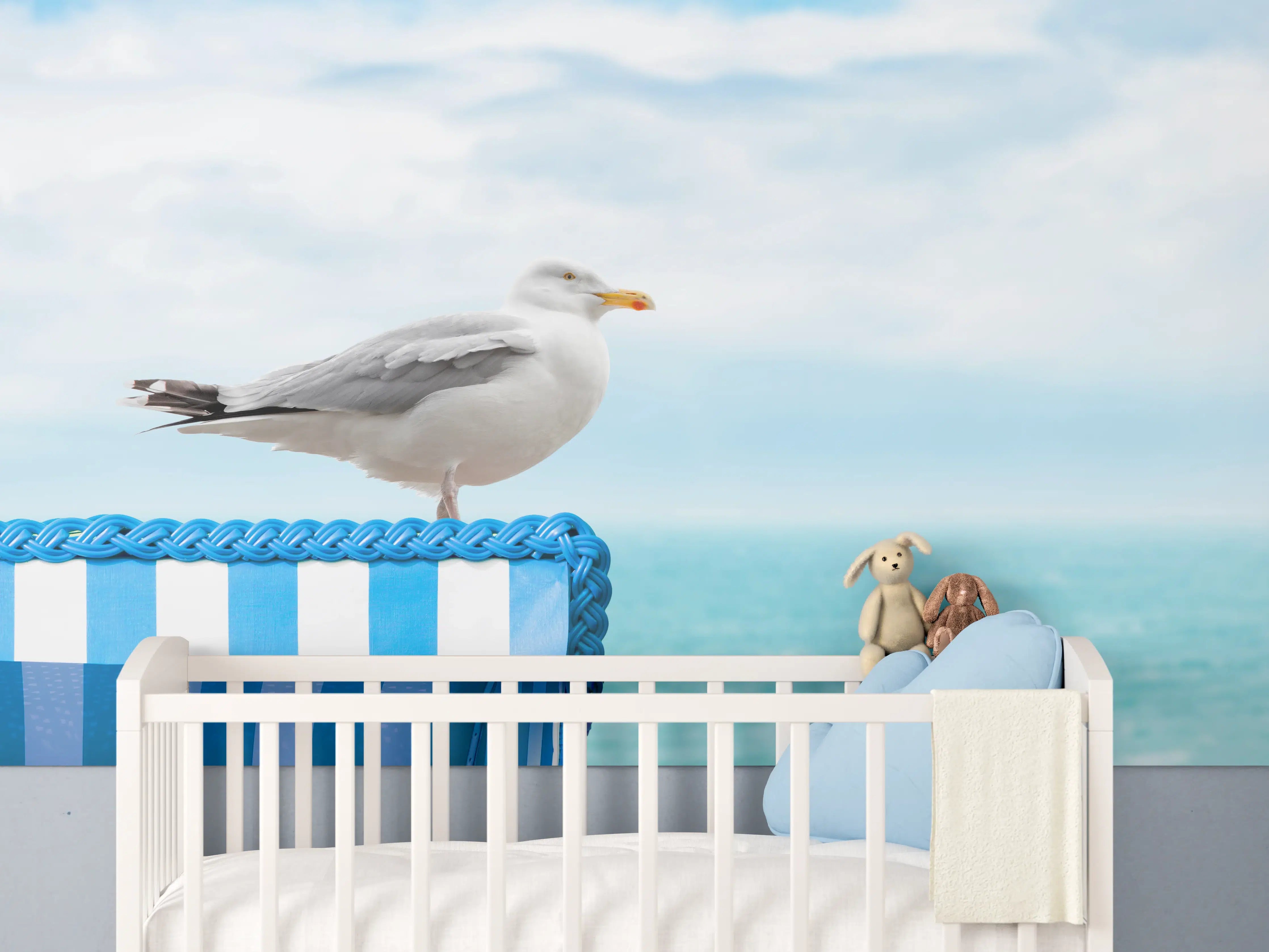 Babyzimmer Wandgestaltung - Seagull by the Beach Chair