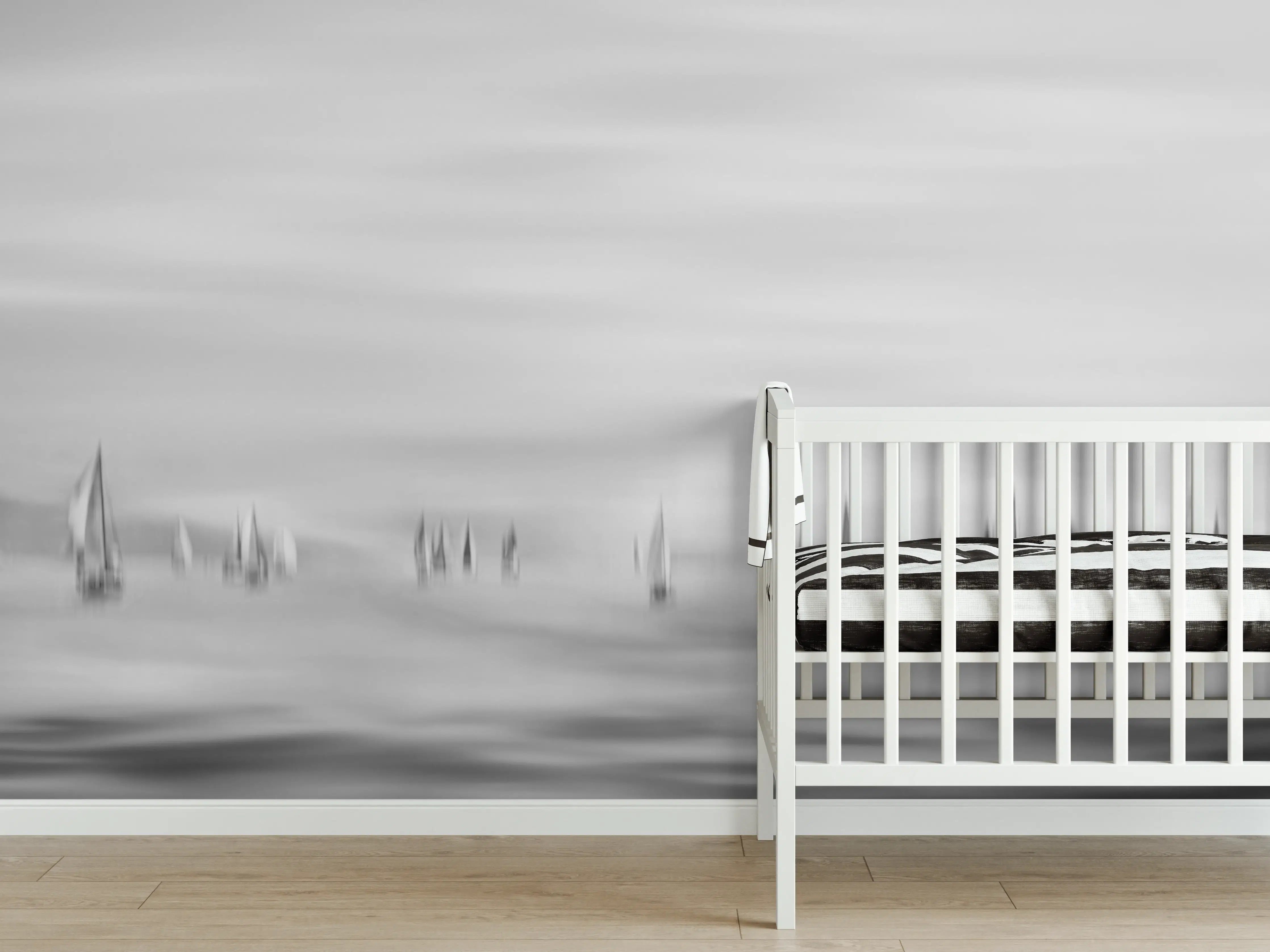 Babyzimmer Wandgestaltung - Segelboote am Meer - Unscharf