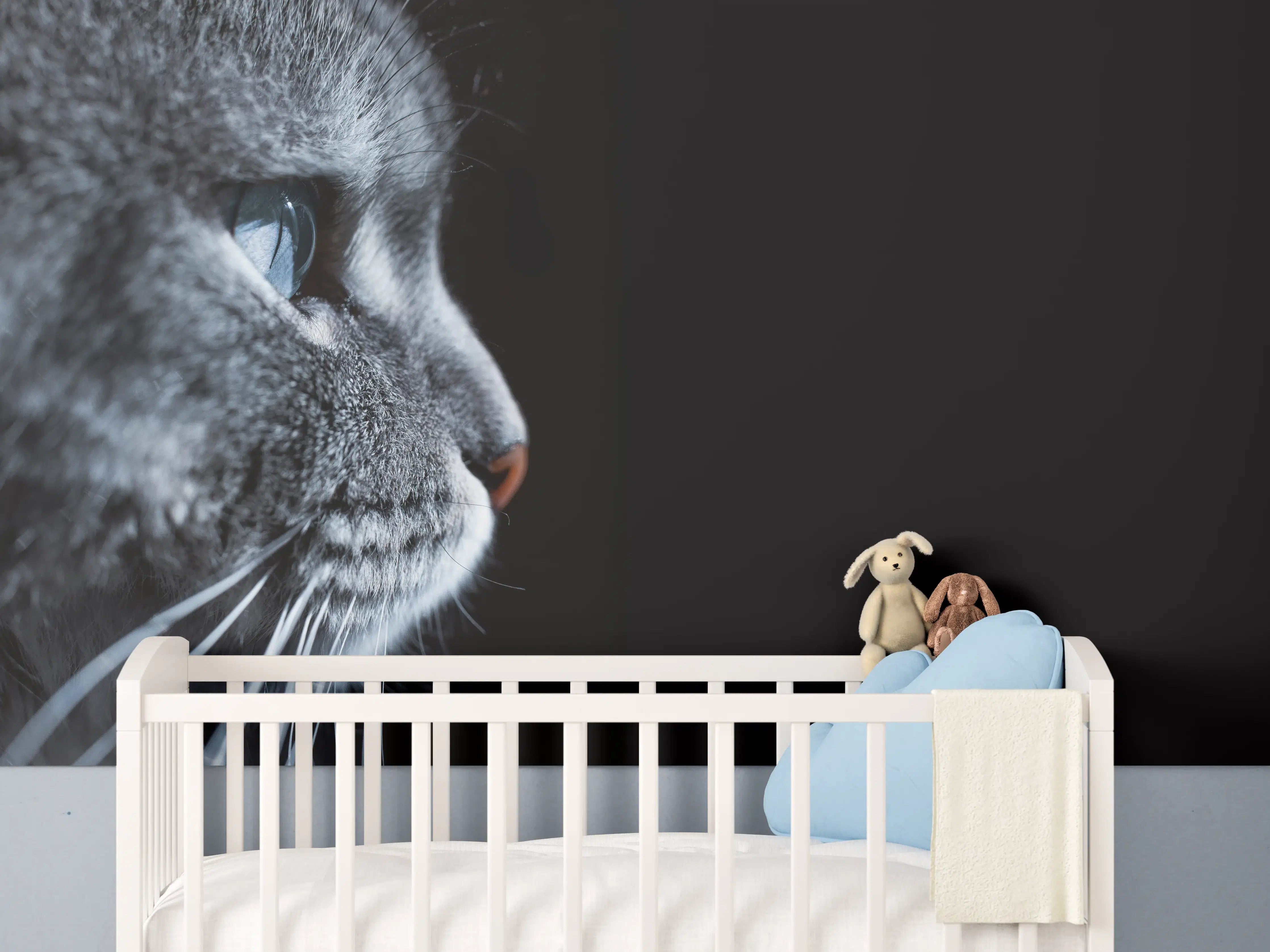 Babyzimmer Wandgestaltung - Seitliches Katzen-Portrait