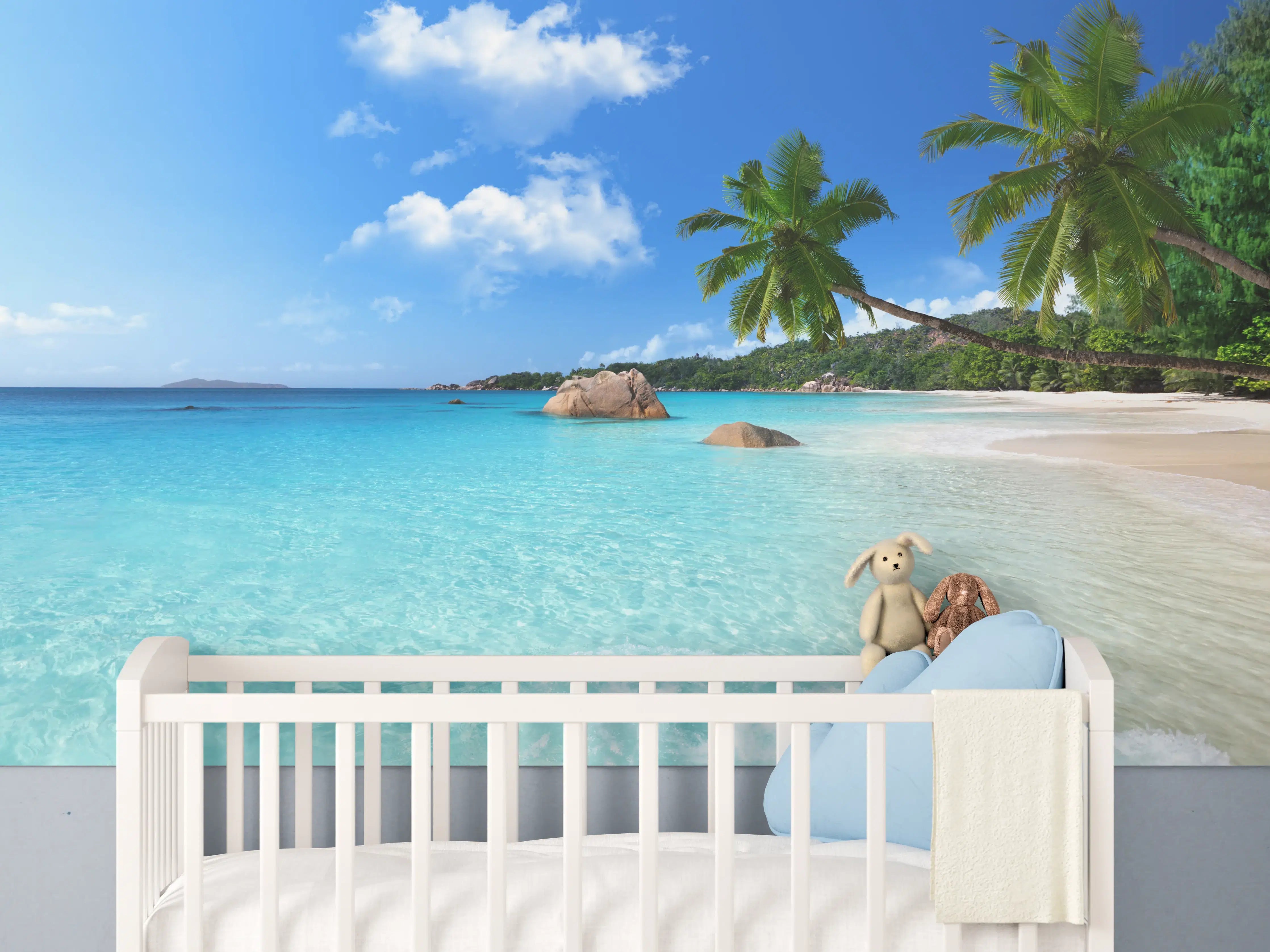Babyzimmer Wandgestaltung - Seychellen Paradiesstrand Türkis