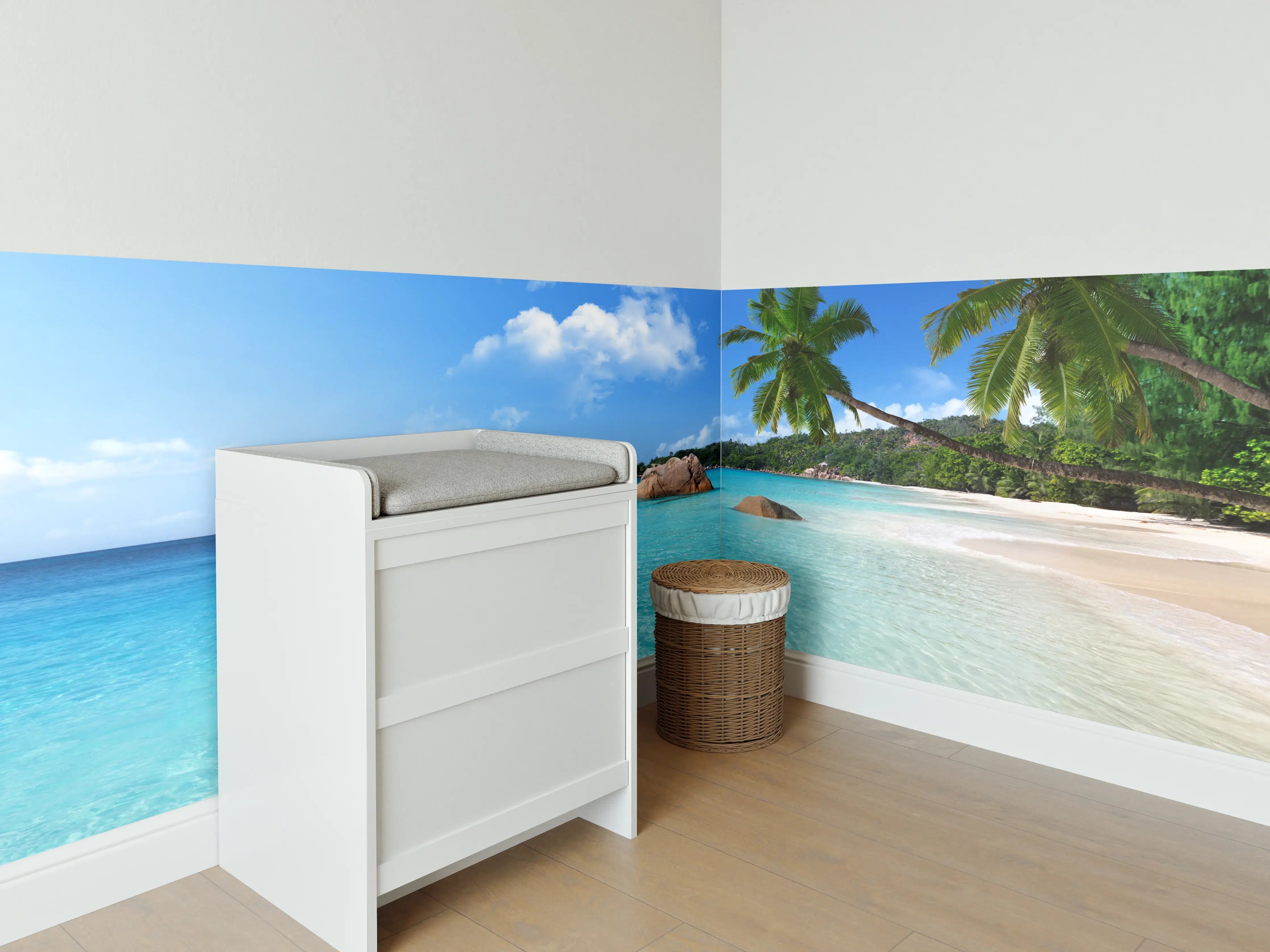 Babyzimmer Wandgestaltung - Seychellen Paradiesstrand Türkis