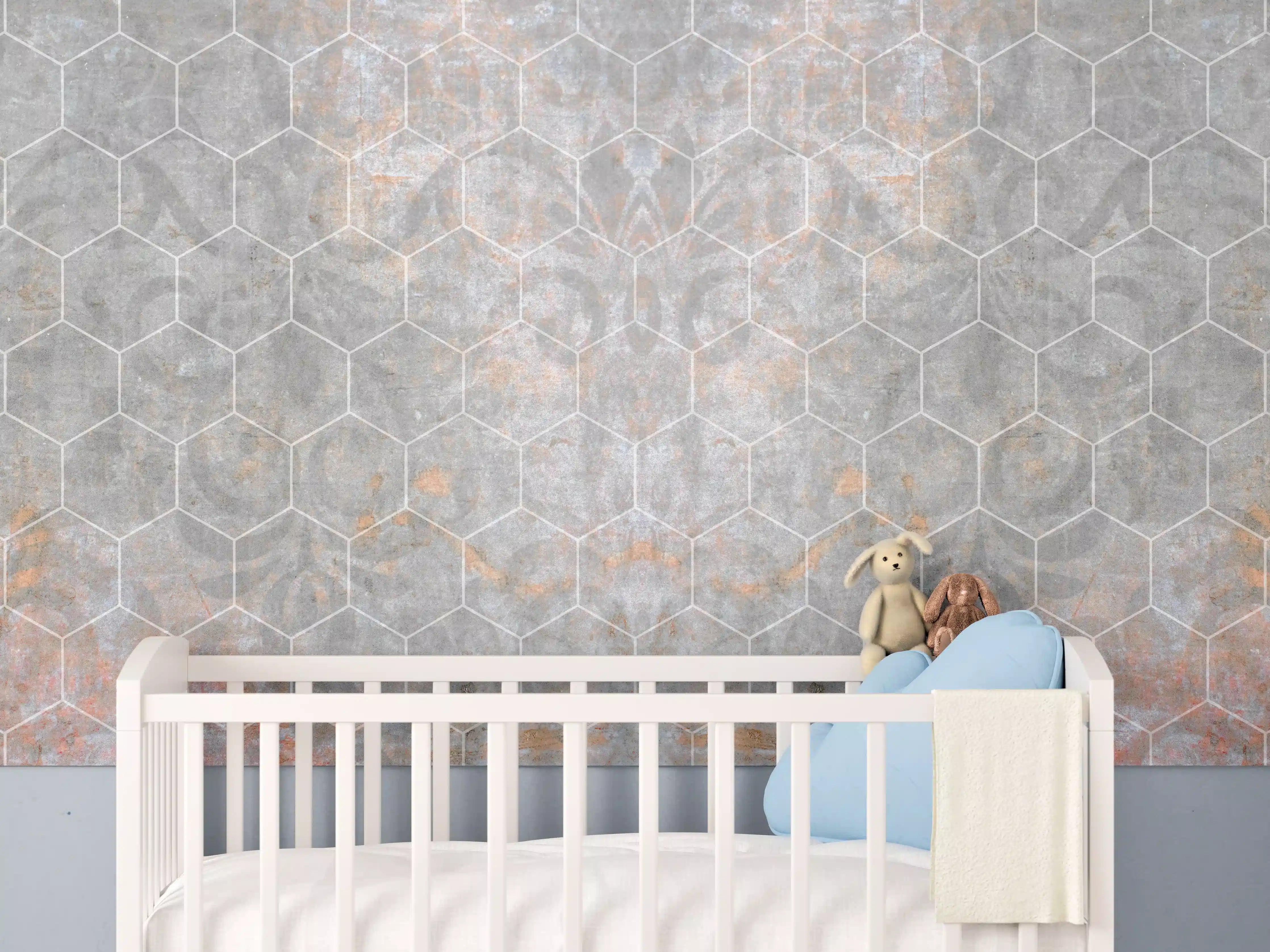 Babyzimmer Wandgestaltung - Shabby Grau-Weiße Fliesentextur