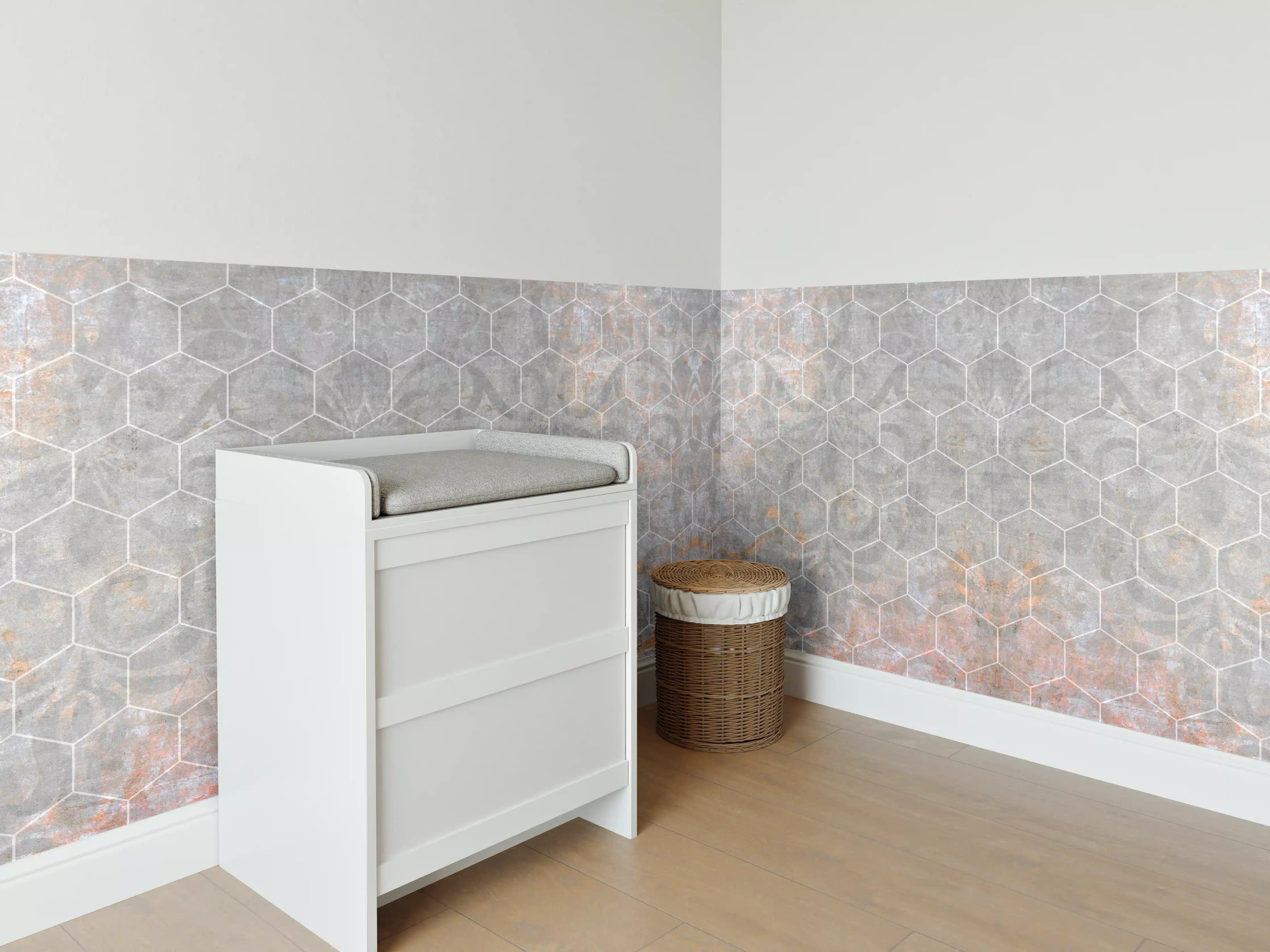 Babyzimmer Wandgestaltung - Shabby Grau-Weiße Fliesentextur