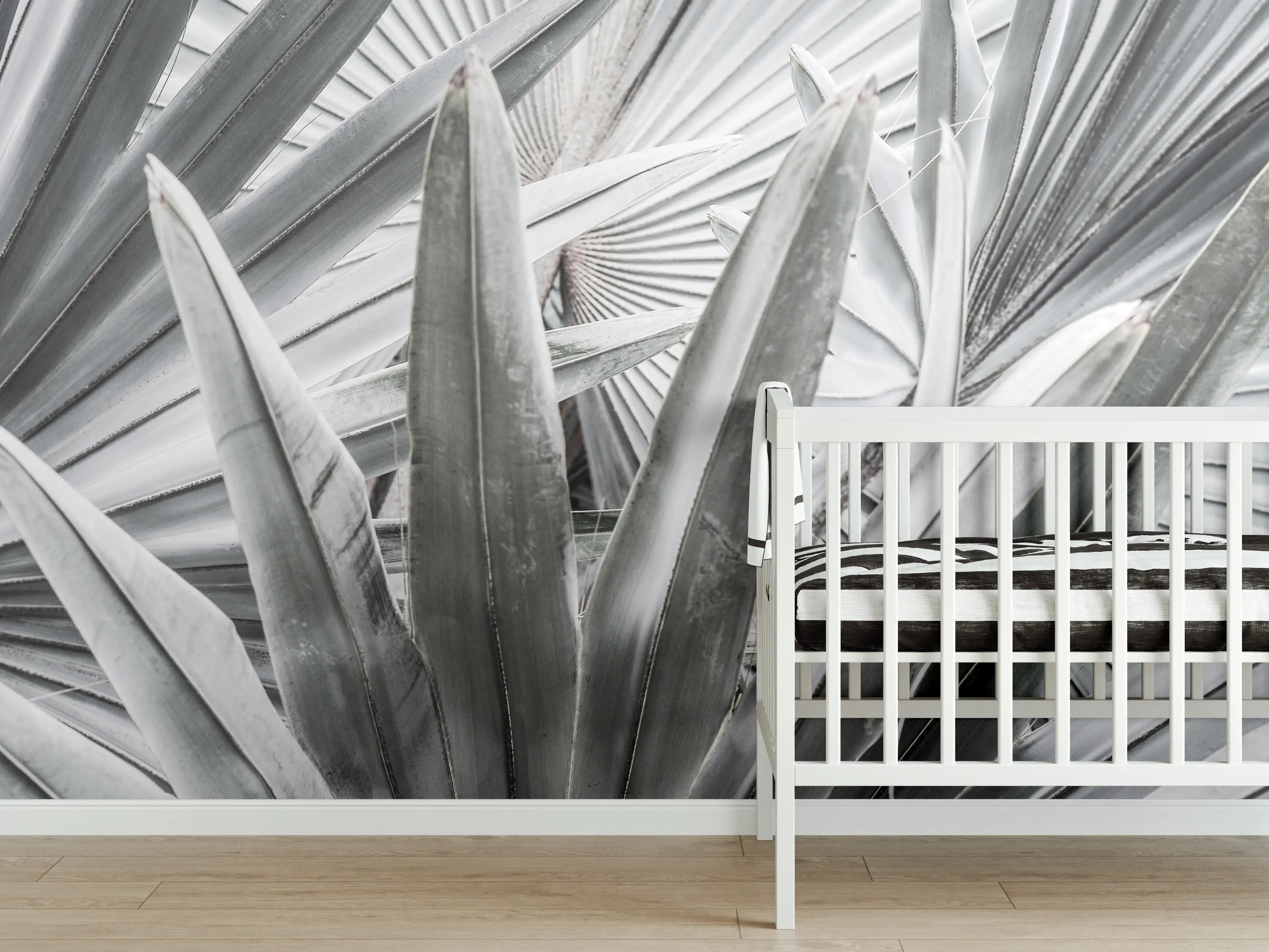 Babyzimmer Wandgestaltung - Silberne Agaven-Nahaufnahme
