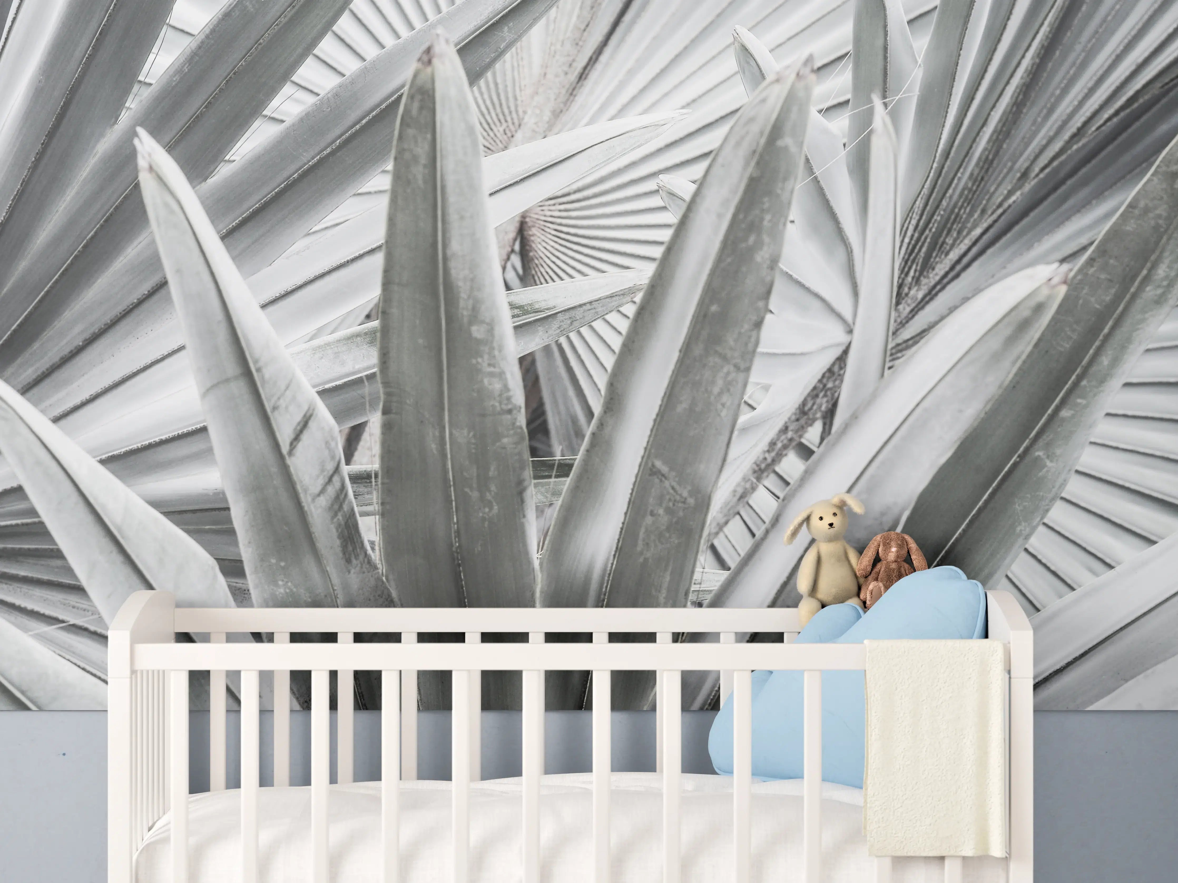 Babyzimmer Wandgestaltung - Silberne Agaven-Nahaufnahme