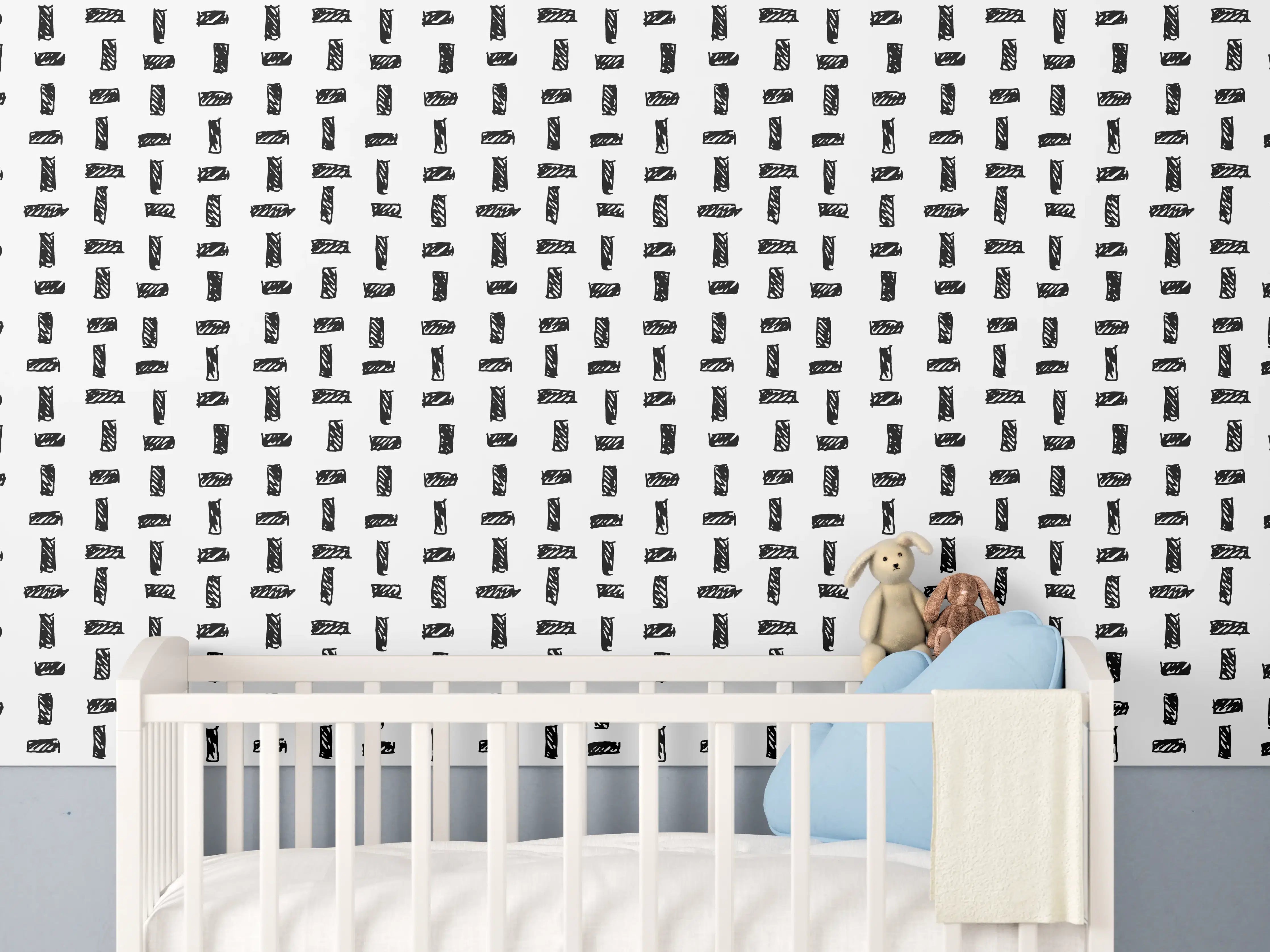 Babyzimmer Wandgestaltung - Silberner Schimmer auf weißer Wand