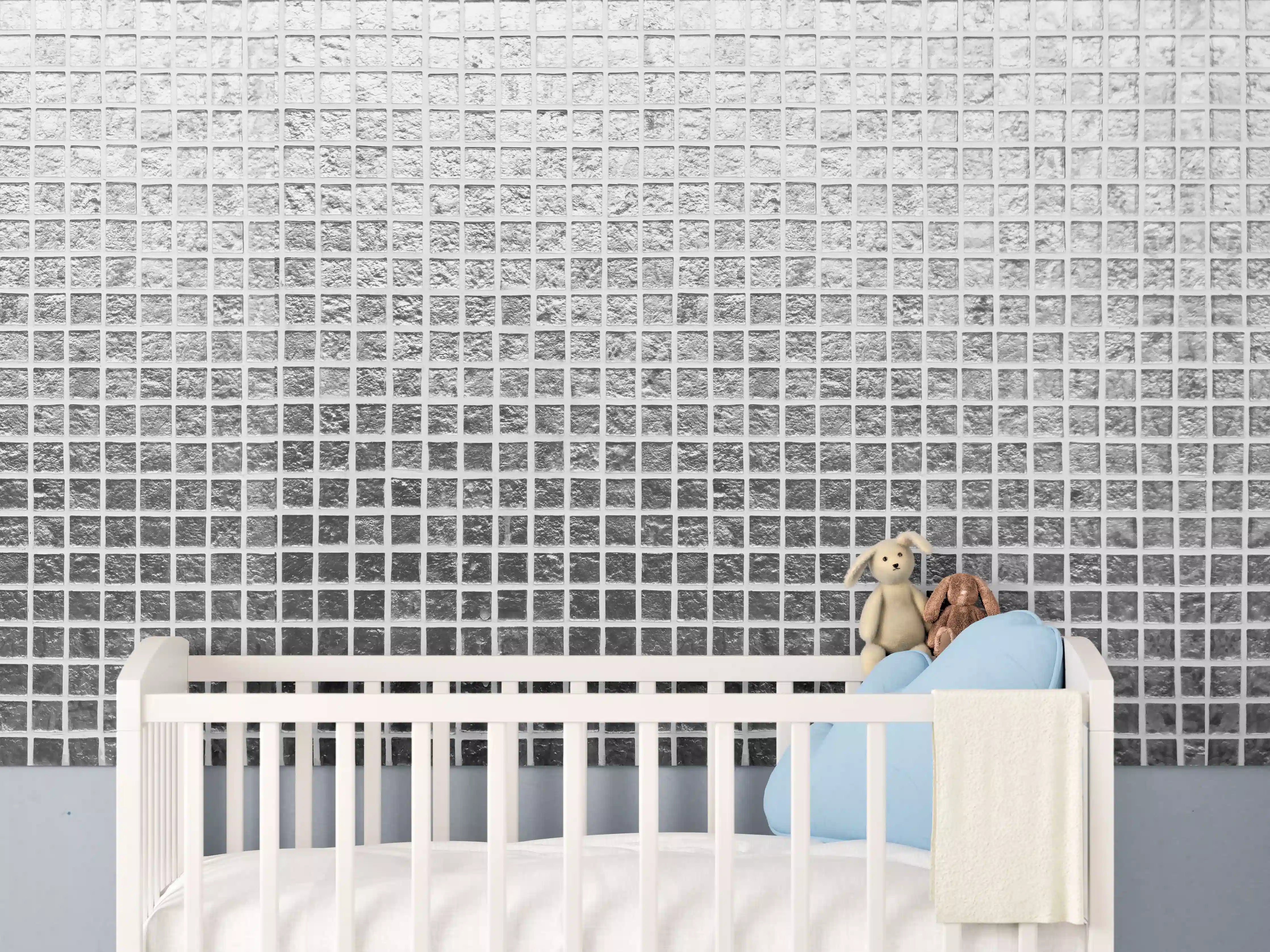 Babyzimmer Wandgestaltung - Silbernes Fliesen Mosaikmuster