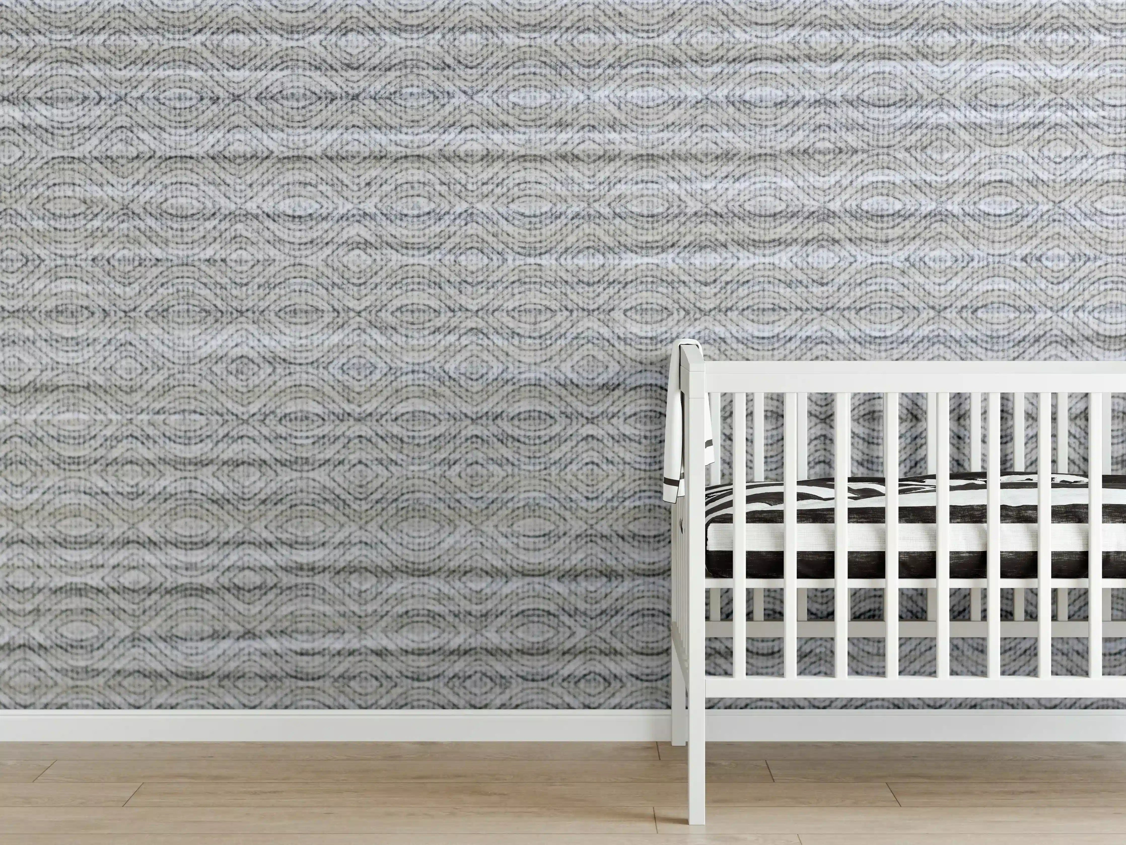 Babyzimmer Wandgestaltung - Silbrige Marmorzeichnung