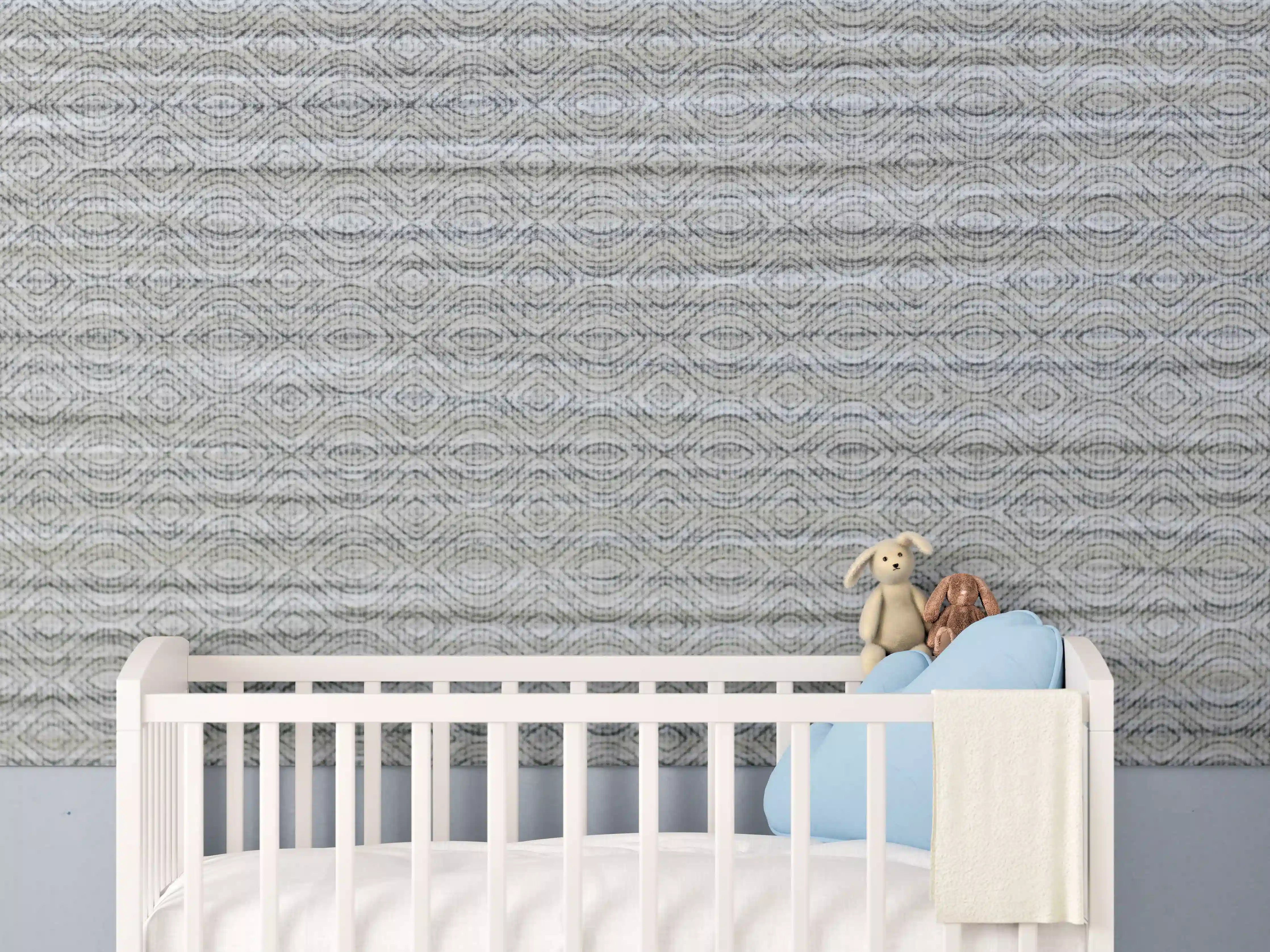 Babyzimmer Wandgestaltung - Silbrige Marmorzeichnung
