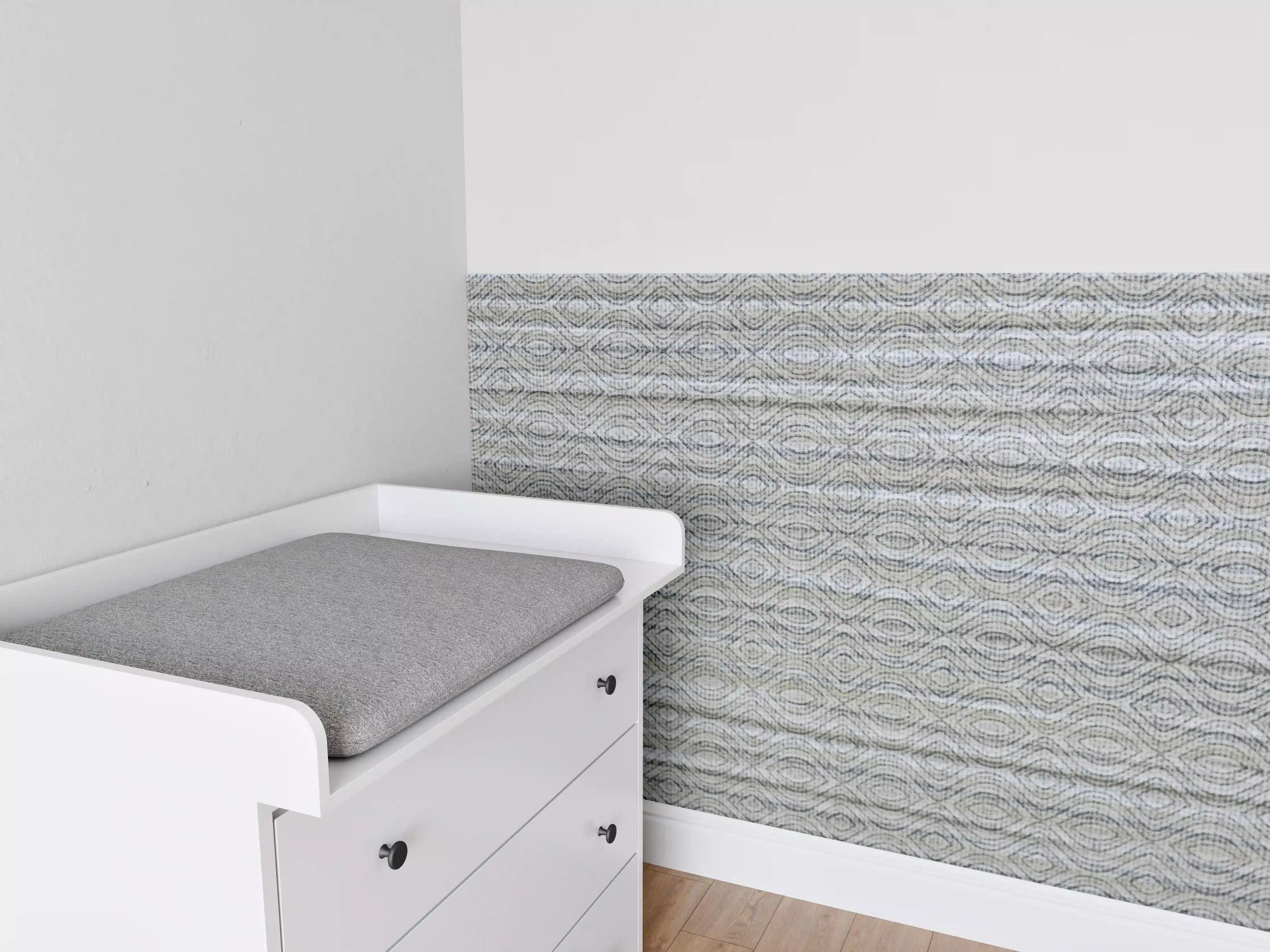 Babyzimmer Wandgestaltung - Silbrige Marmorzeichnung
