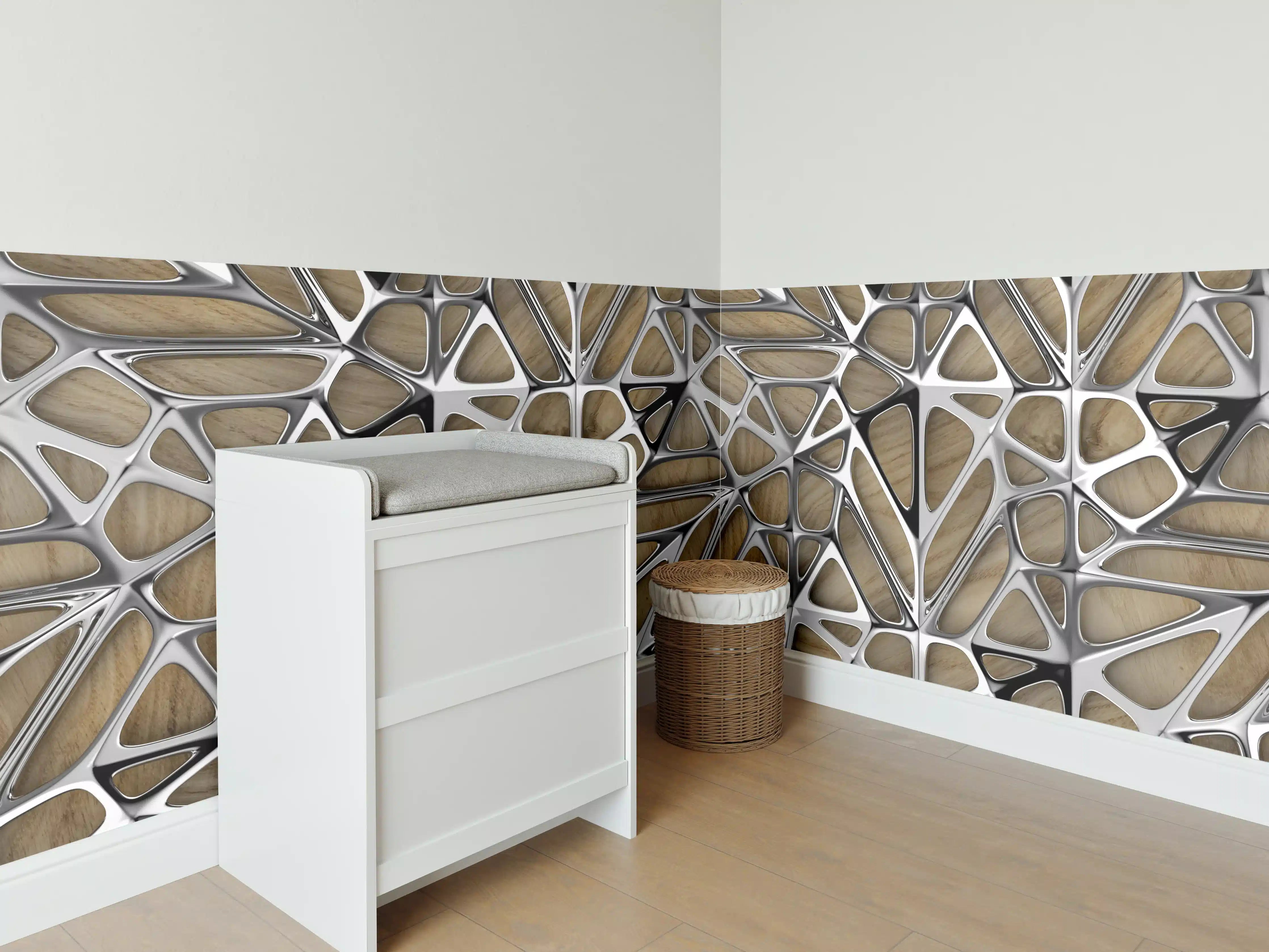 Babyzimmer Wandgestaltung - Silernes Gitter Muster 