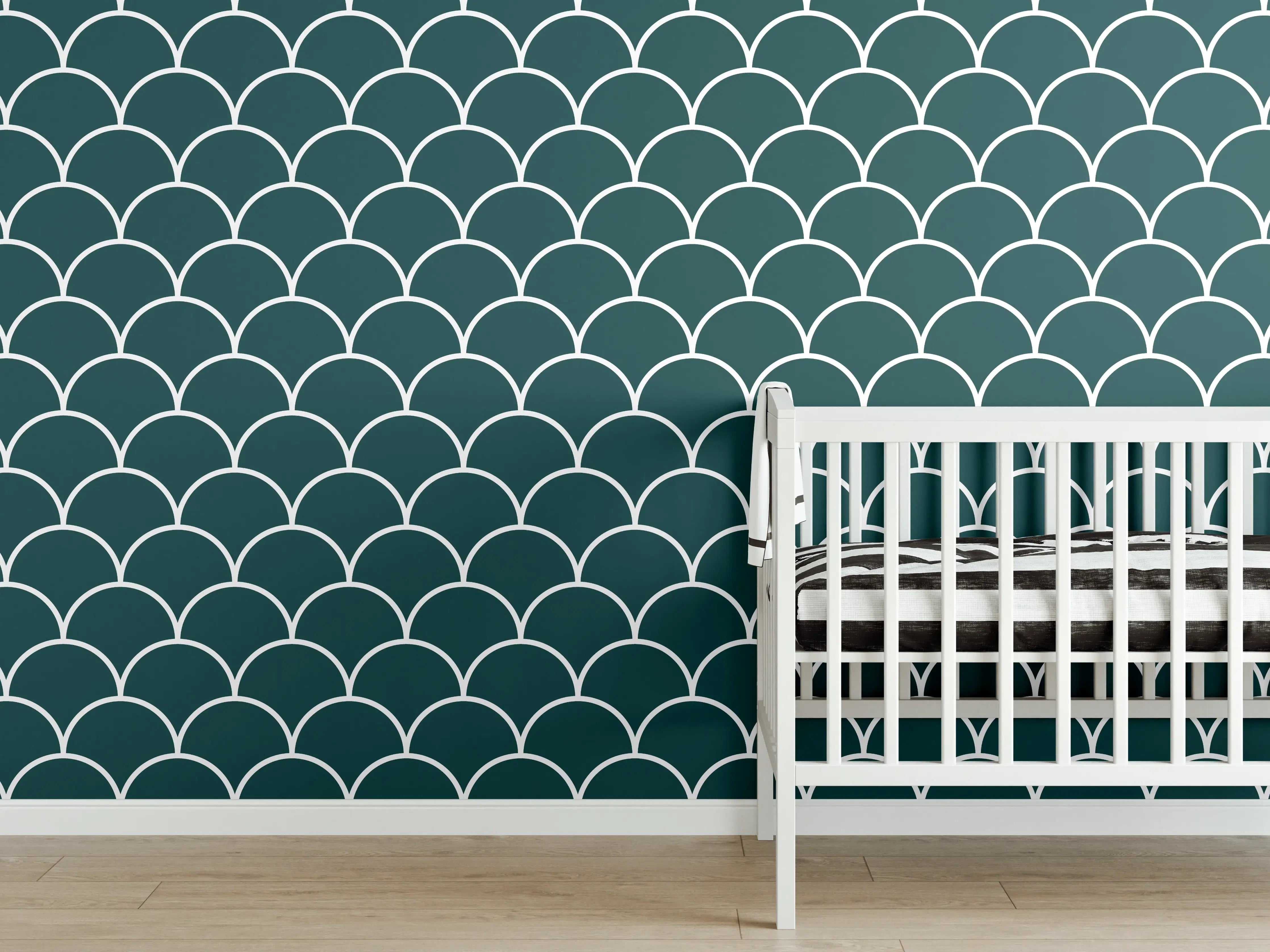 Babyzimmer Wandgestaltung - Simmetria Imperiale Petrol